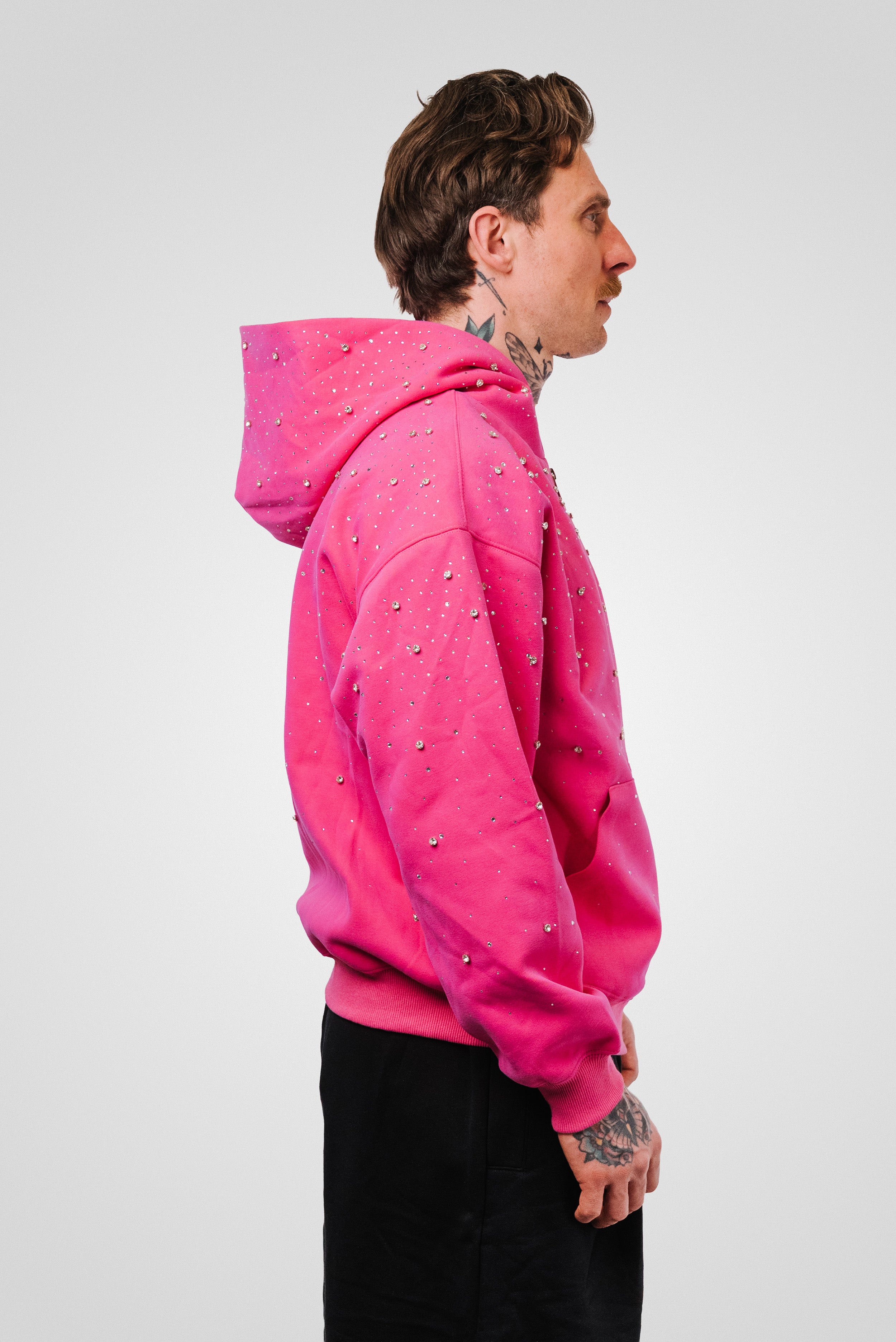 PINK BADDIE GLITTER ZIP HOODIE - Shoebuya Design