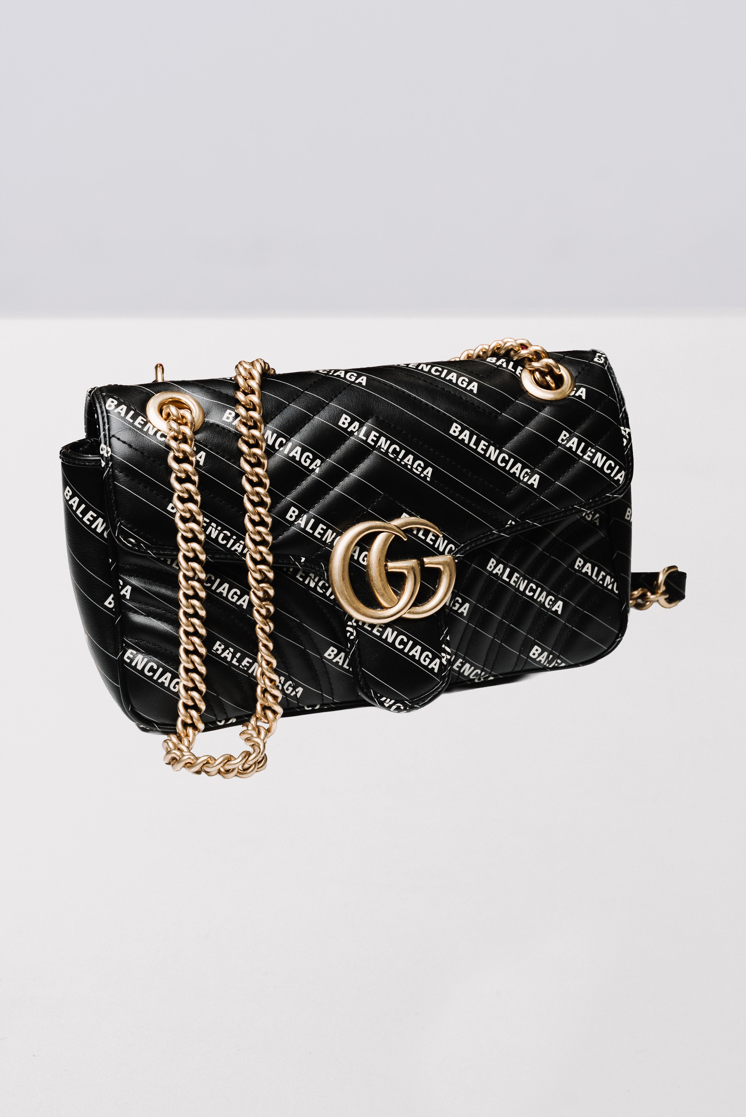 SECONDHAND - GUCCI X BALENCIAGA THE HACKER PROJECT GG MARMONT METELASS SMALL SHOULE