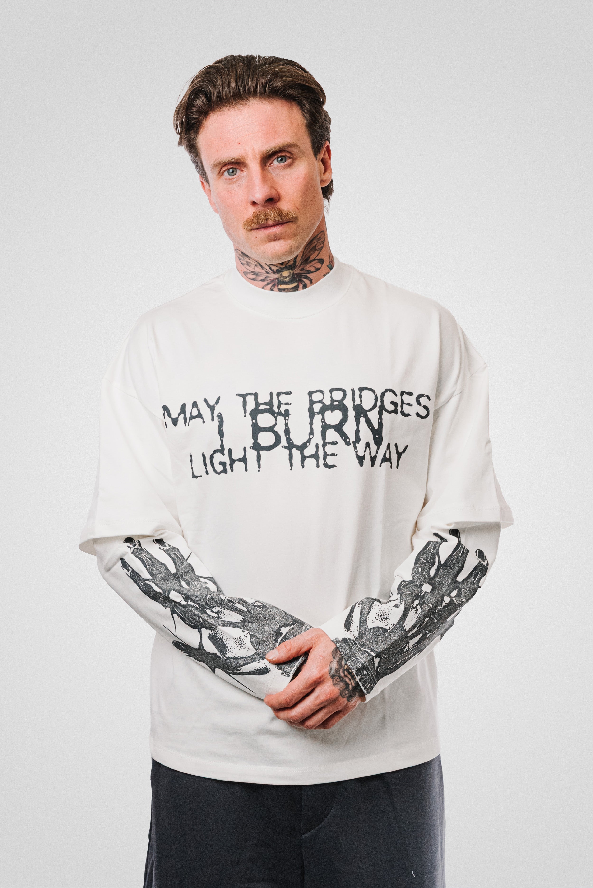 BURN BOXY DOUBLE LONGSLEEVE TEE WHITE - Replacement Brand