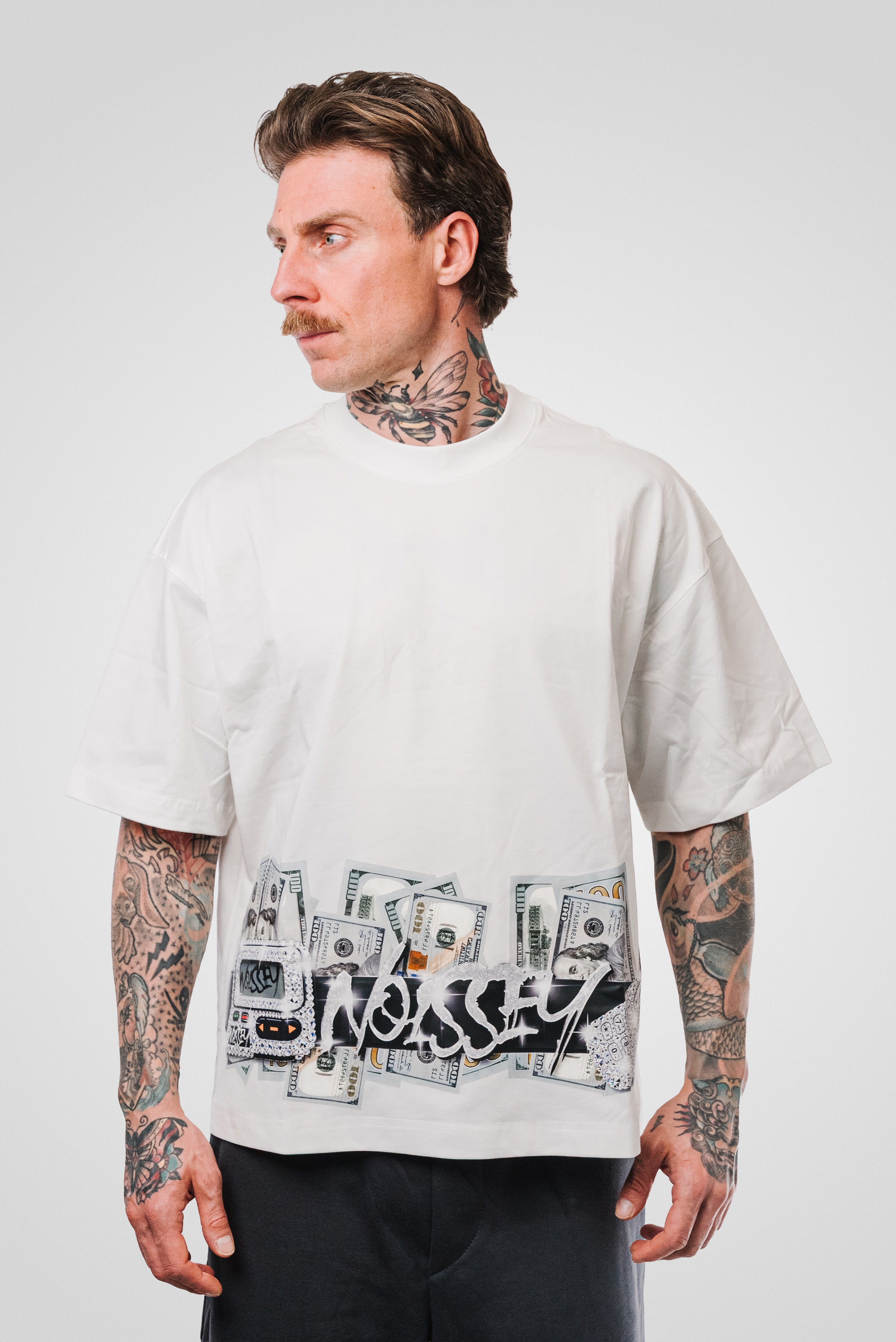 MONEY DOWN WHITE BOXY TEE - Noissey Brand