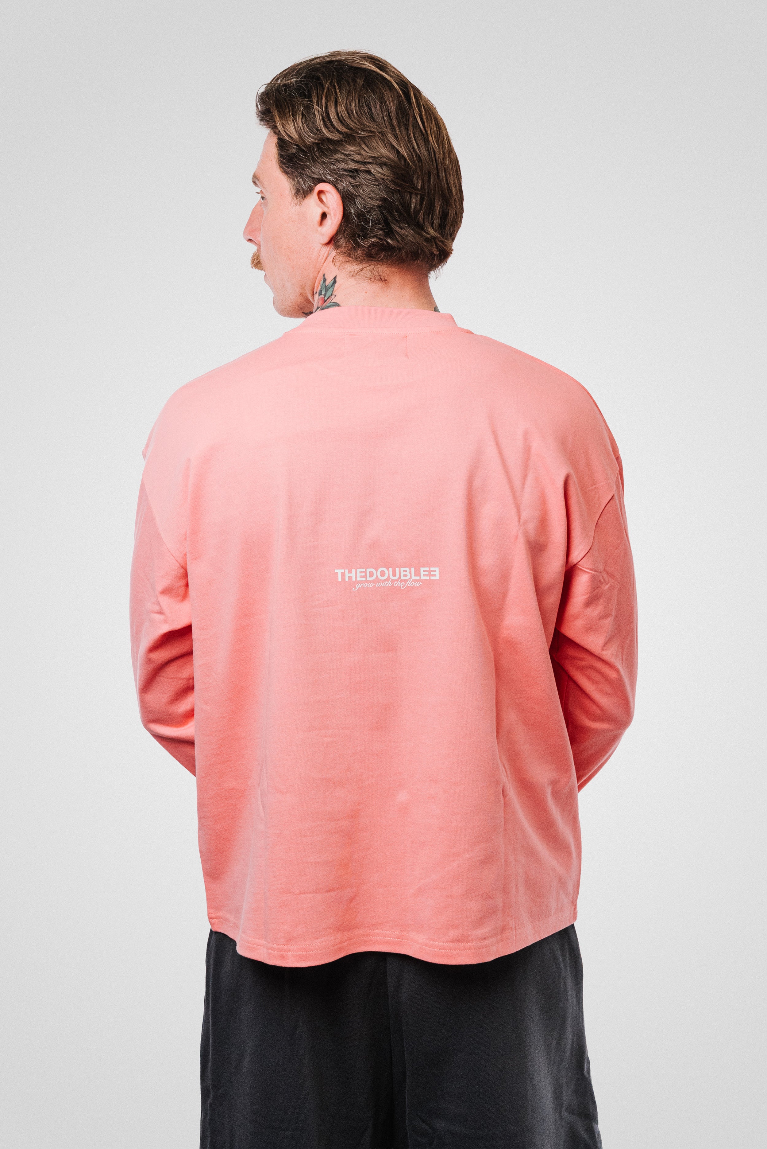 VERTICAL LOGO PINK BOXY LONGSLEEVE - TheDoubleE