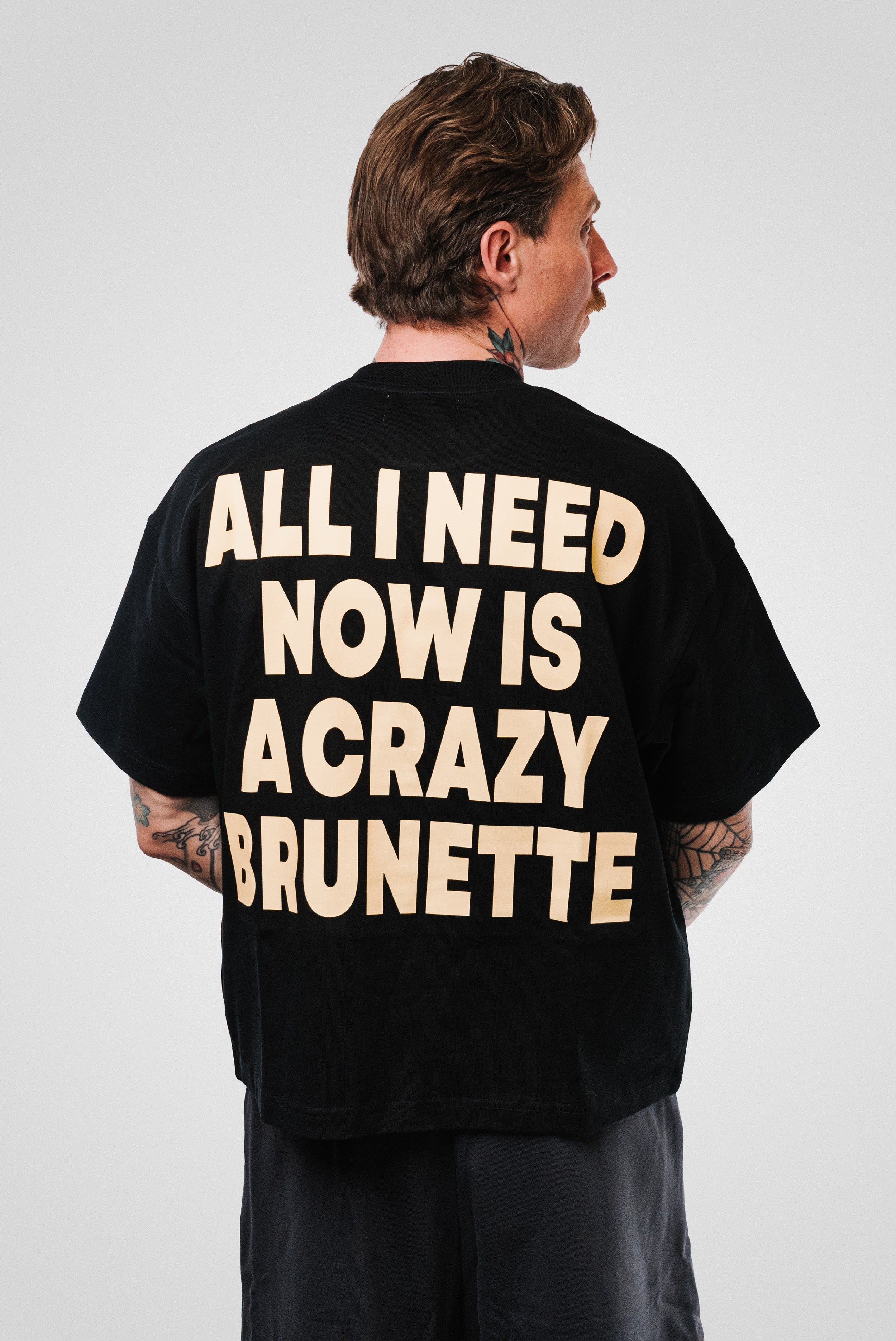 CRAZY BRUNETTE BOXY TEE BLACK - TheDouble