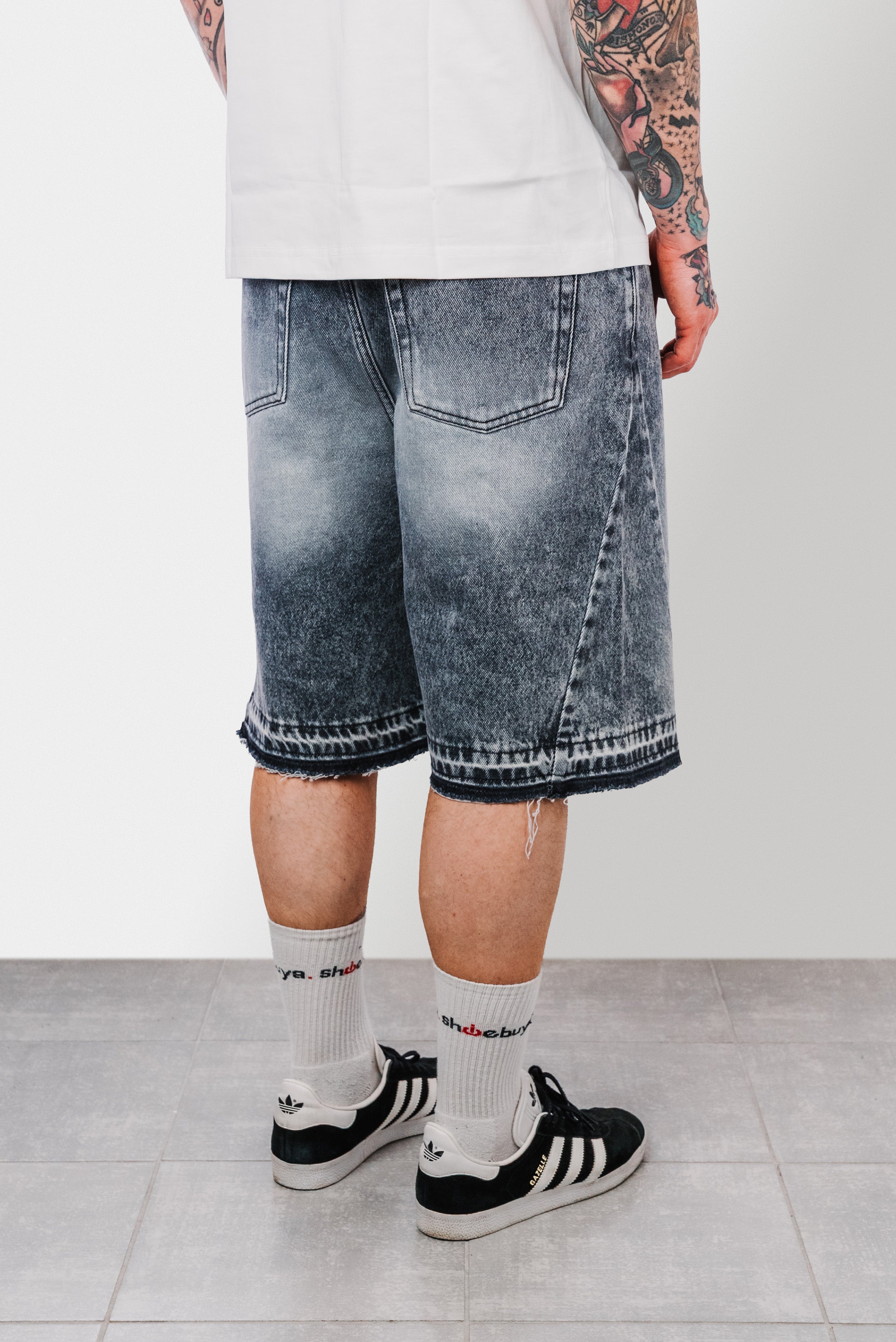 FLARE DENIM SHORTS WASHED GREY  - Replacement Brand