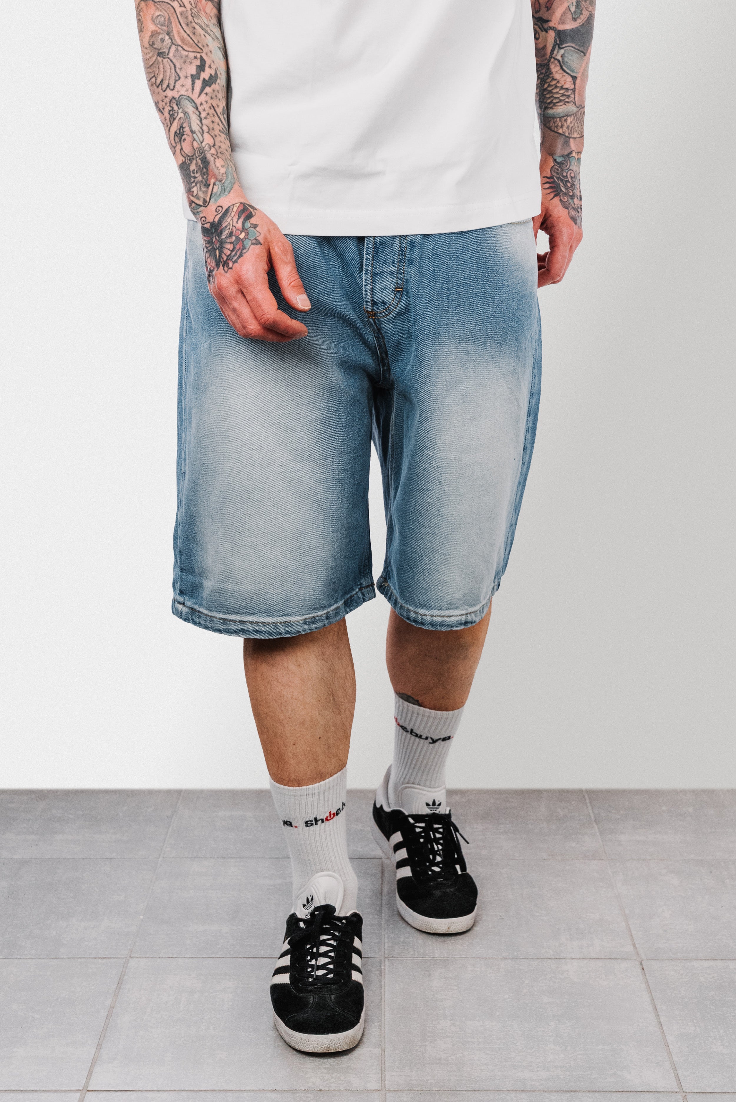 BASIC SLAVED DENIM SHORTS BLUE - Replacement Brand