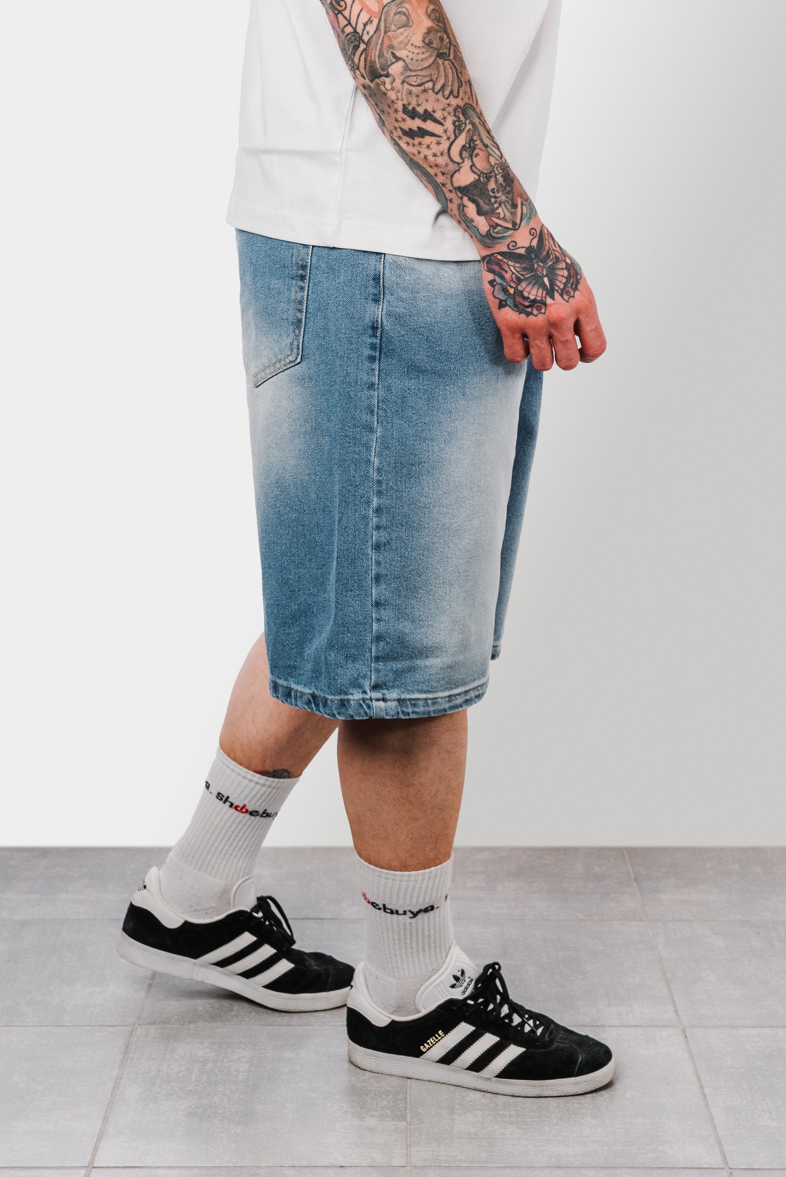 BASIC SLAVED DENIM SHORTS BLUE - Replacement Brand