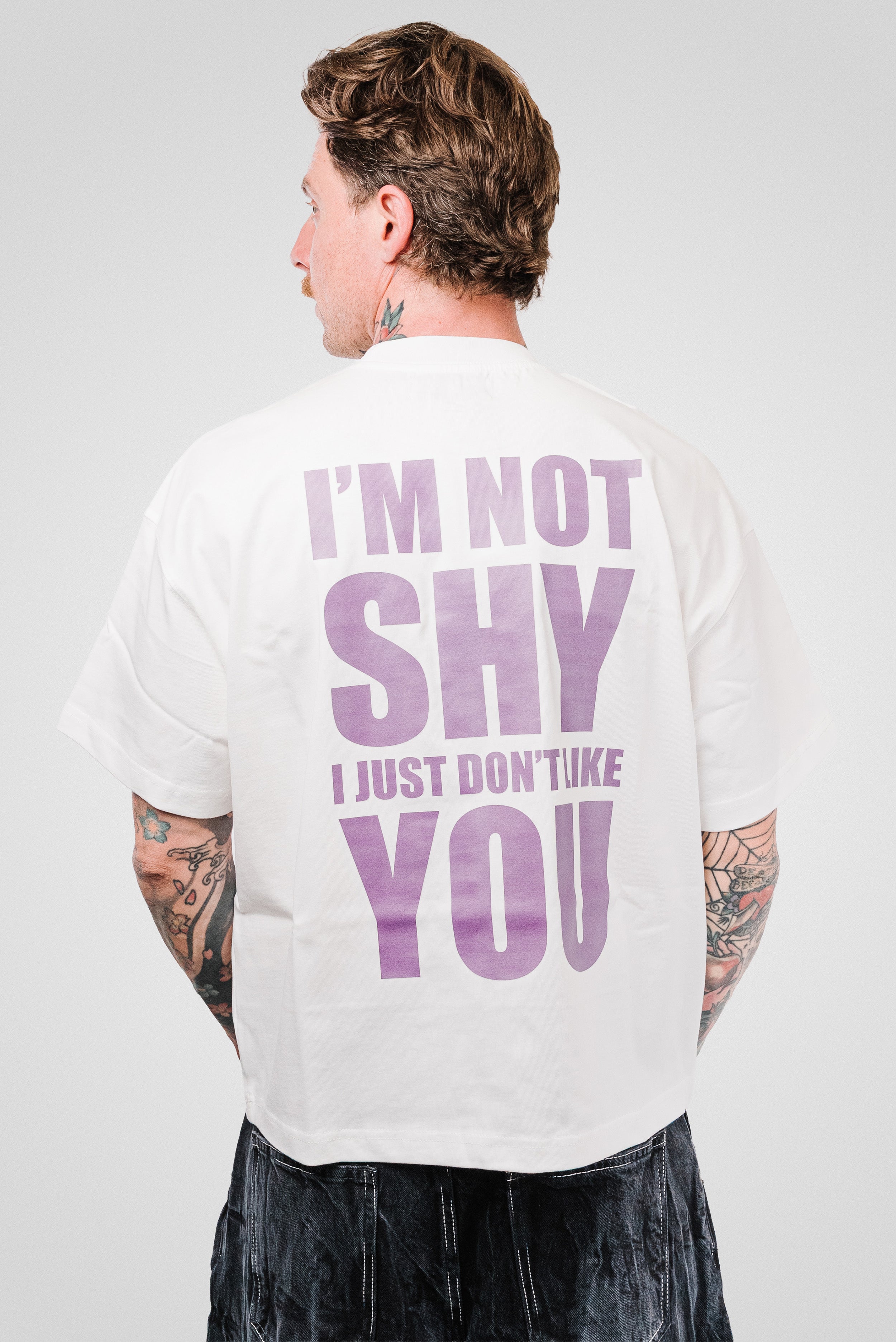 NOT SHY WHITE BOXY TEE- TheDoubleE