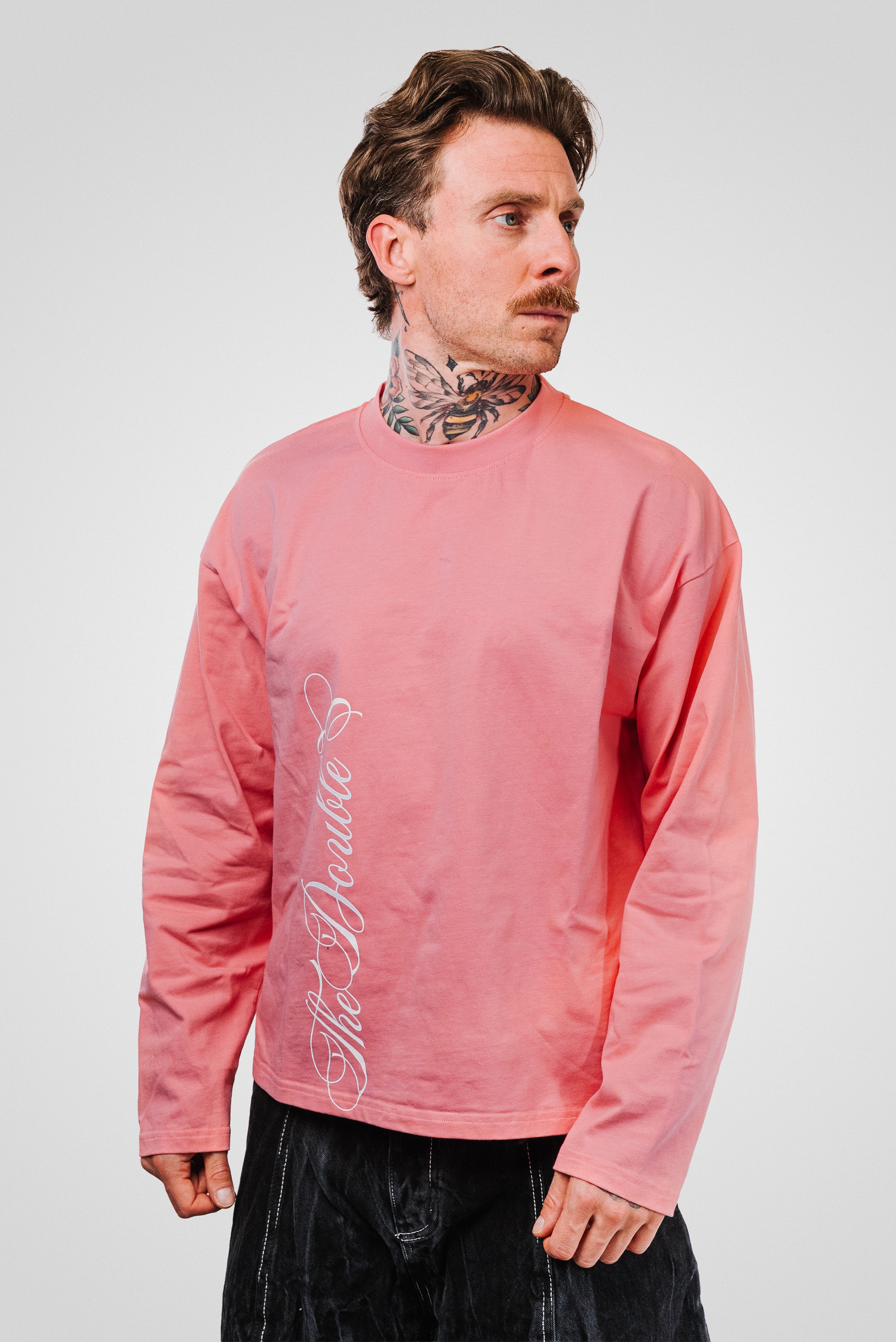 VERTICAL LOGO PINK BOXY LONGSLEEVE - TheDoubleE