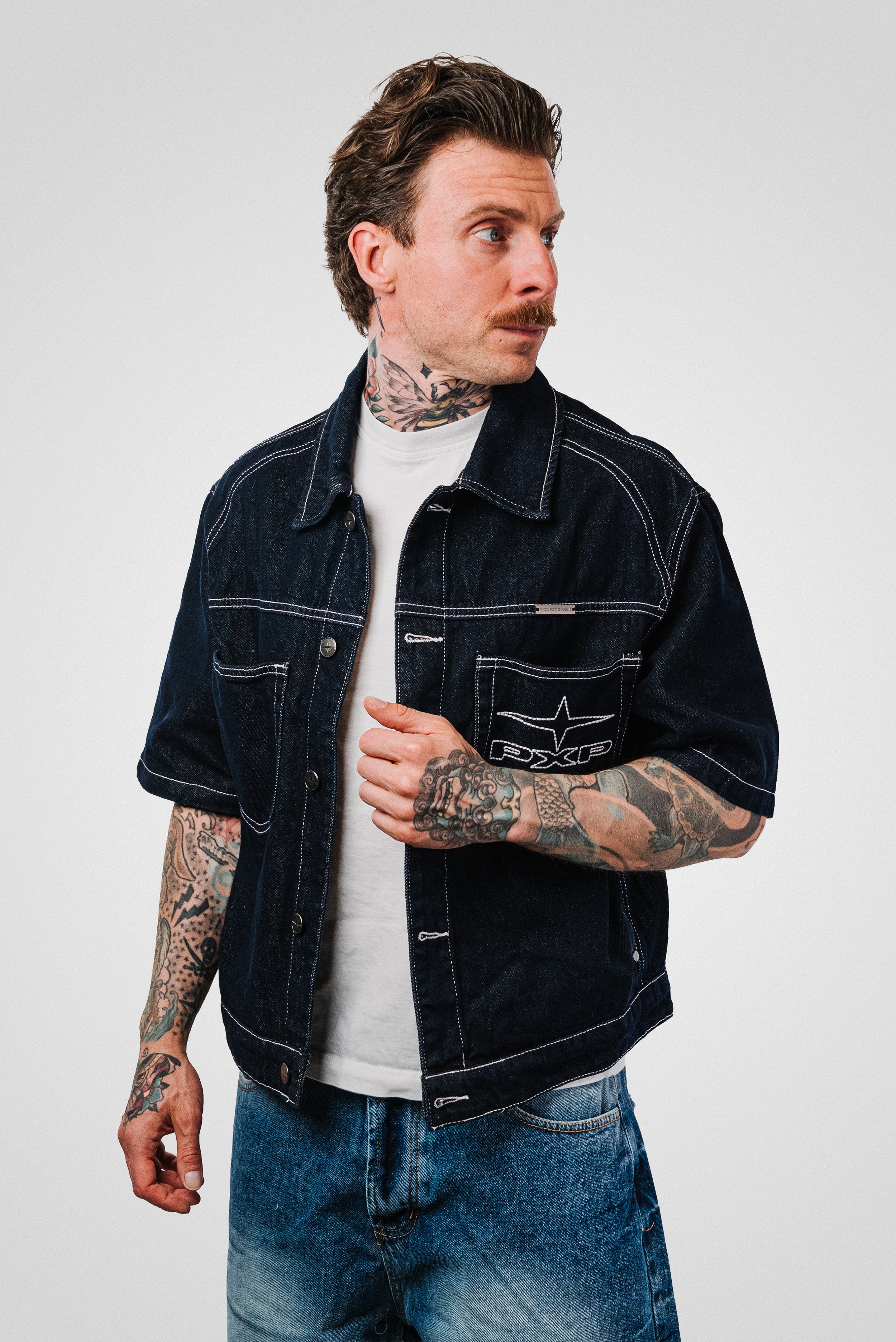 LOGO BACK DENIM BLUE JACKET - PXP Brand