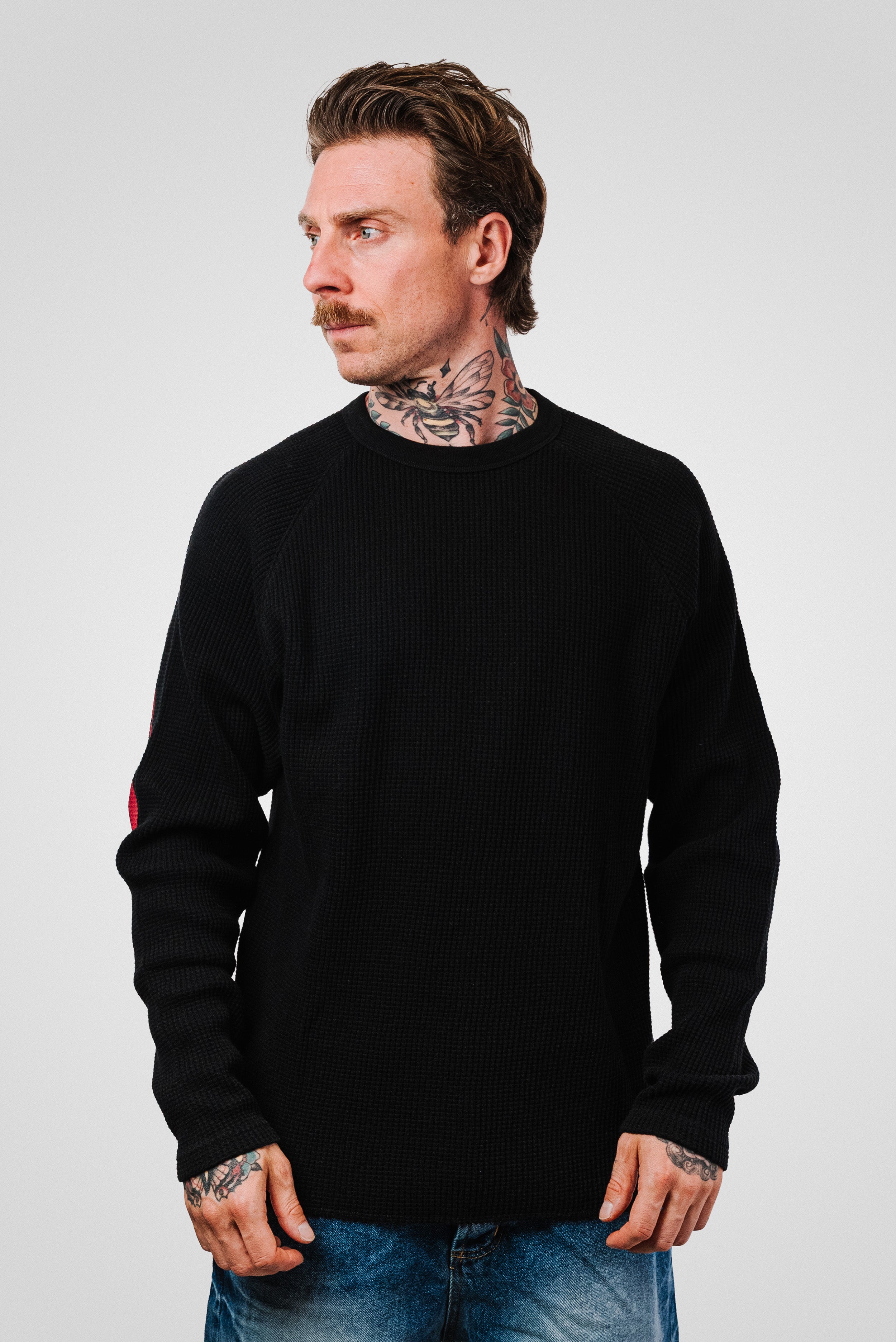 TWO TONE SPELLOUT THERMAL WAFFLE LONGSLEEVE BLACK CORTEIZ
