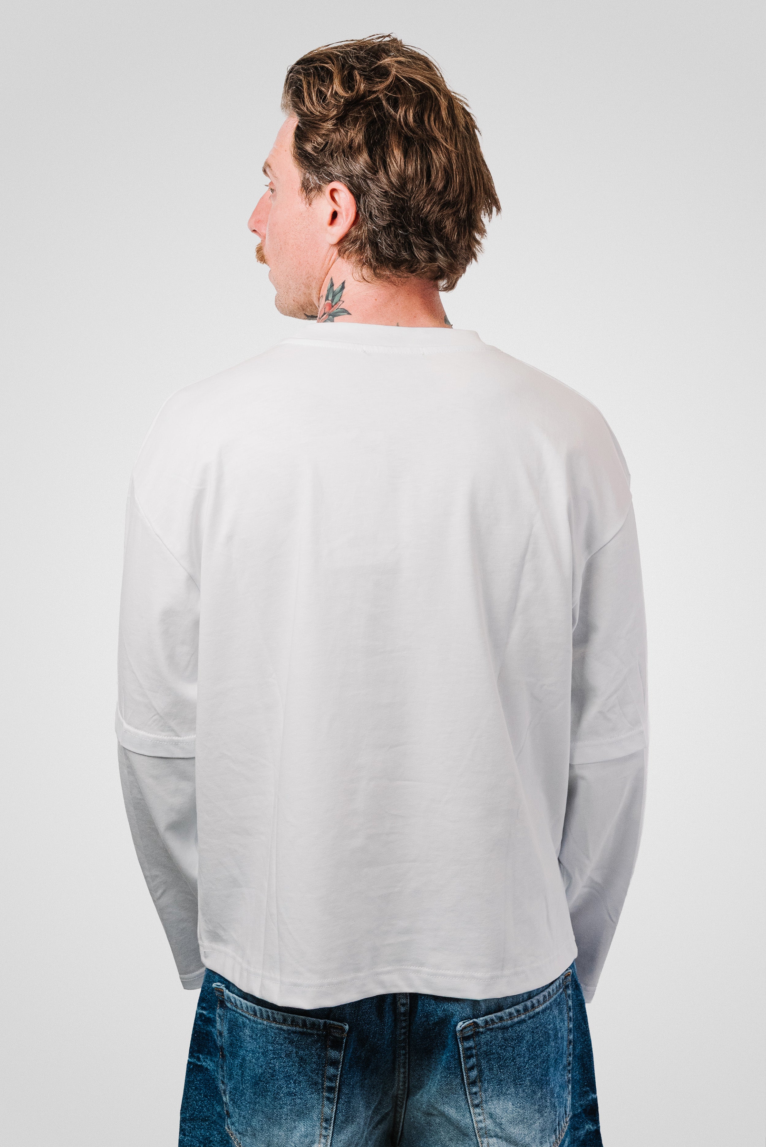 JAPANESE FLOWER DOUBLE LONGSLEEVE WHITE - Replacement Brand
