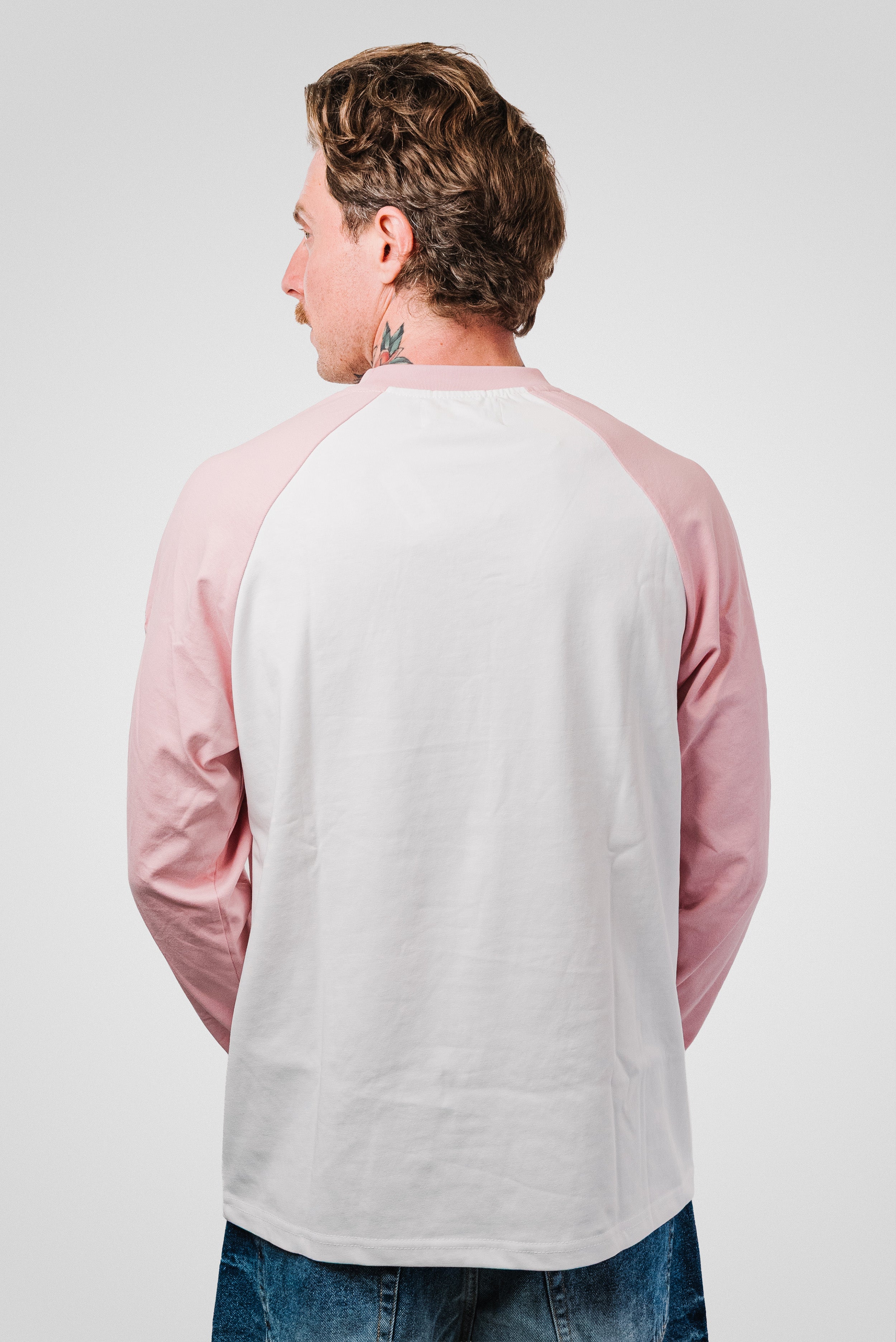 EMBROIDERED SLEEVE PINK LONGSLEEVE WHITE - Shoebuya Design