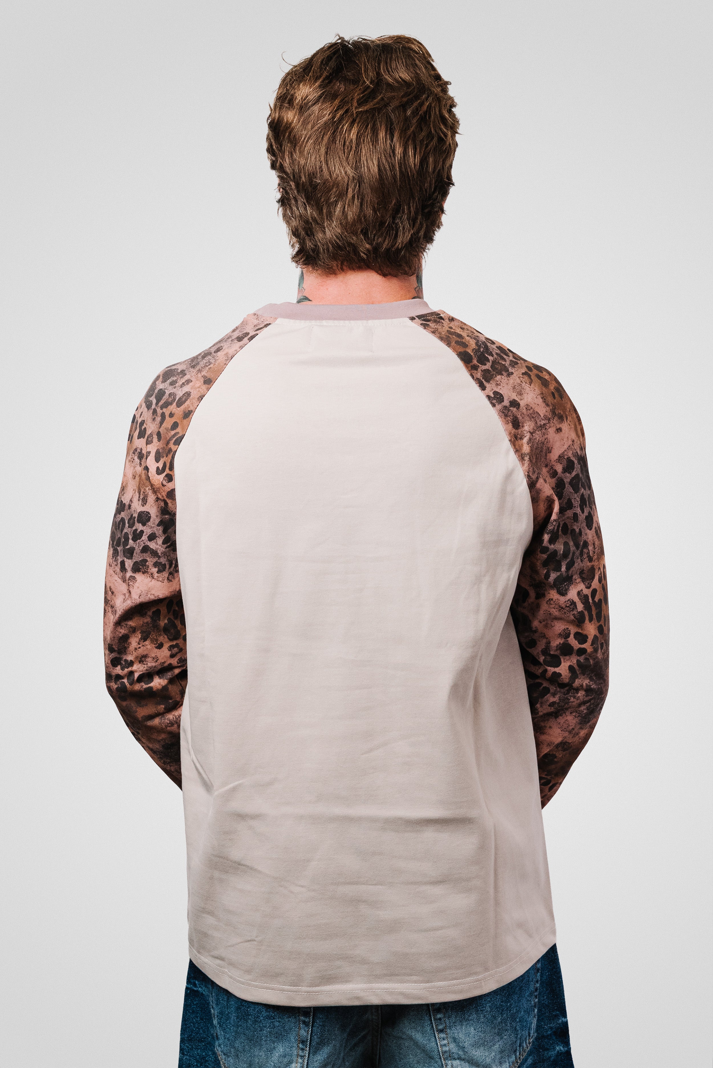 BEIGE LEOPARD PINK SLEEVE LONGSLEEVE - Shoebuya Design