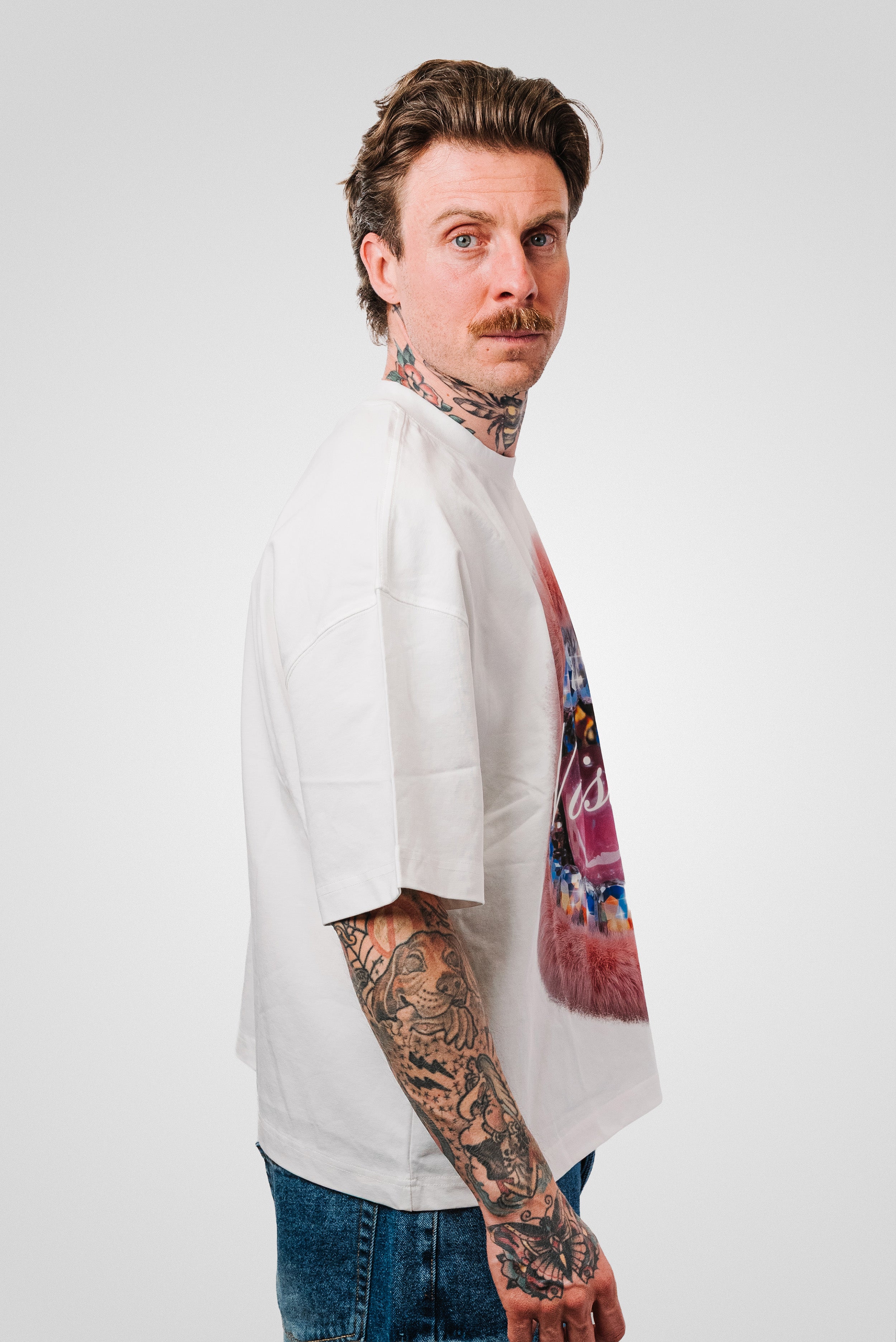 FUR PINK MOUTH WHITE TEE - Noissey Brand