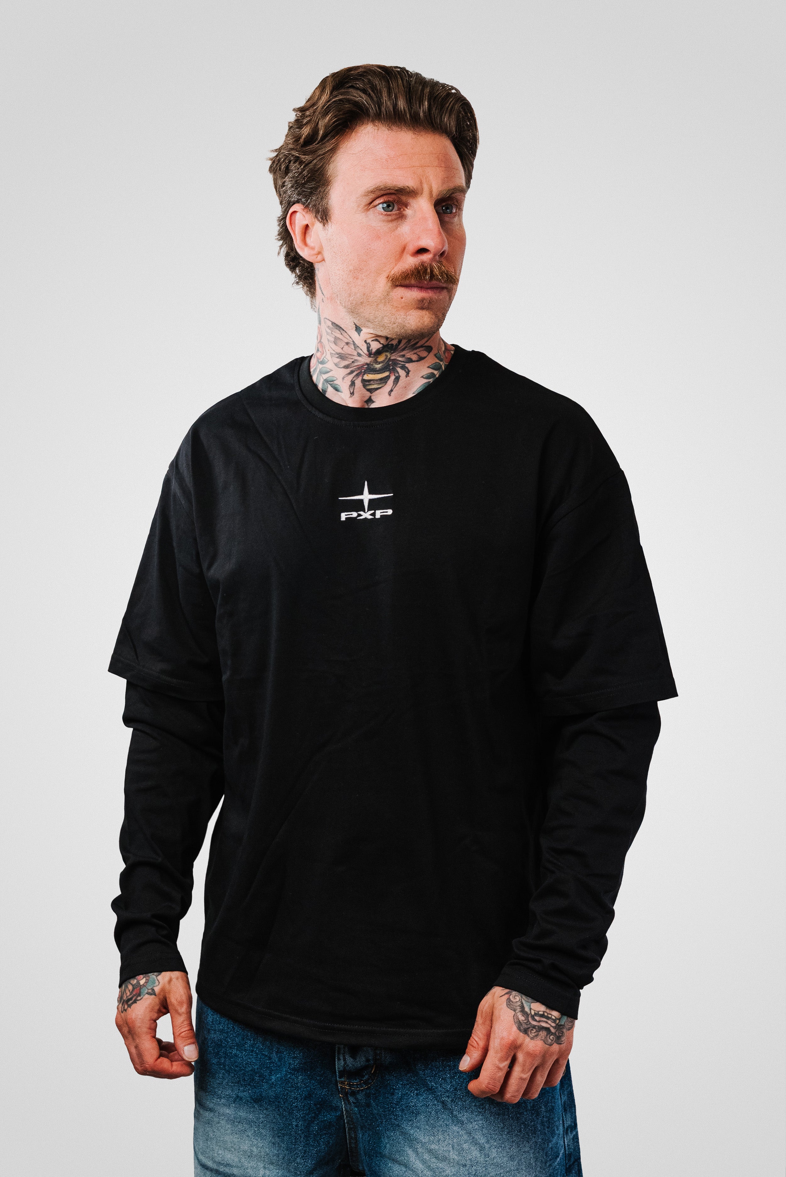 LOGO DOUBLE LONGSLEEVE BLACK - PXP Brand