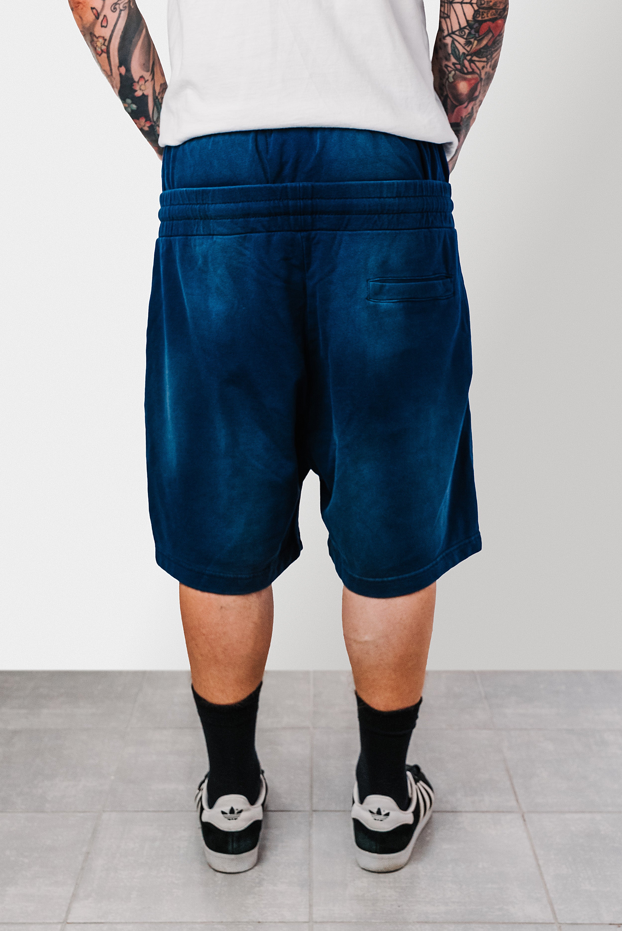DOUBLE WASHED BLUE SHORTS - Shoebuya Design