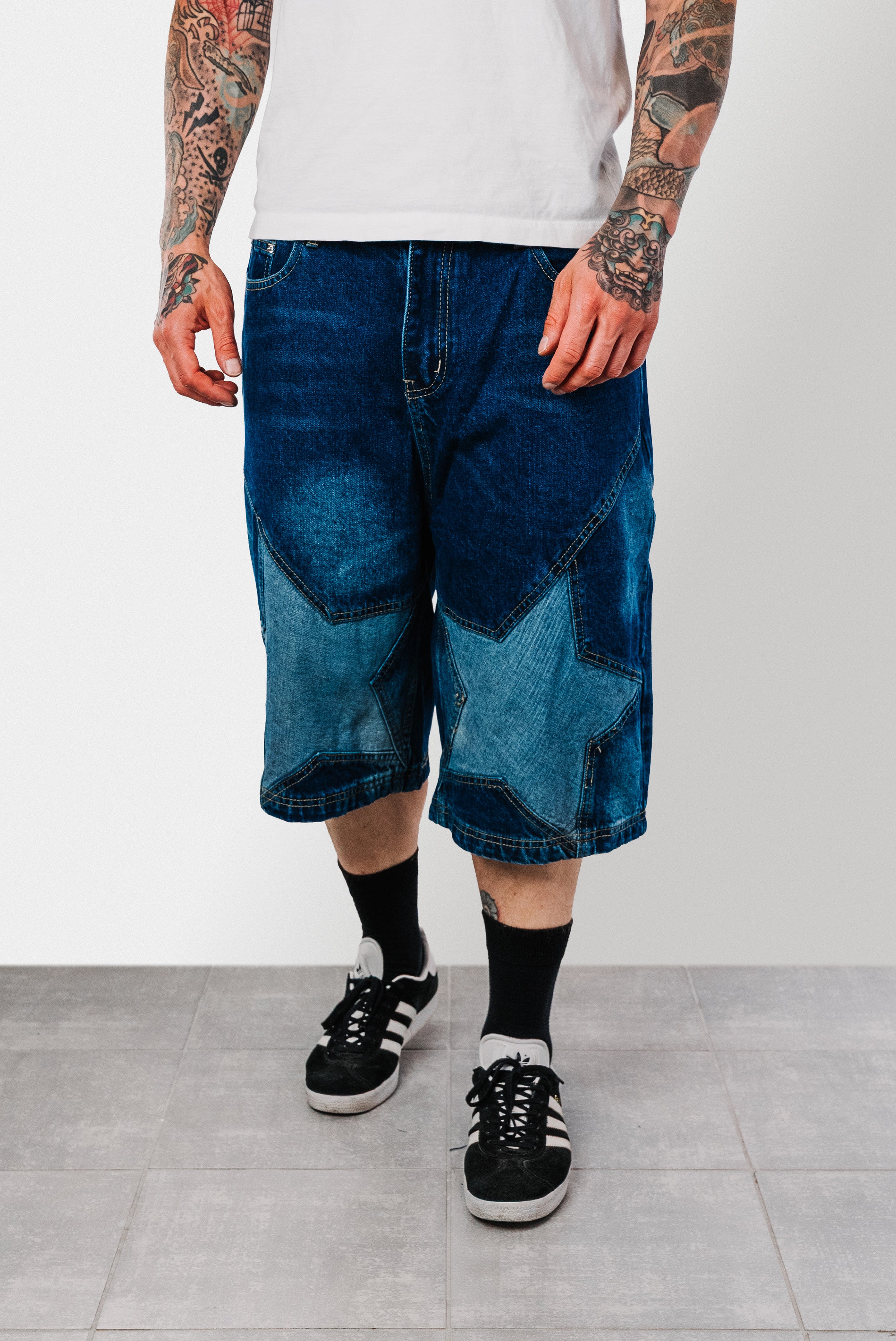 STAR BLUE DENIM SHORTS - Shoebuya Design