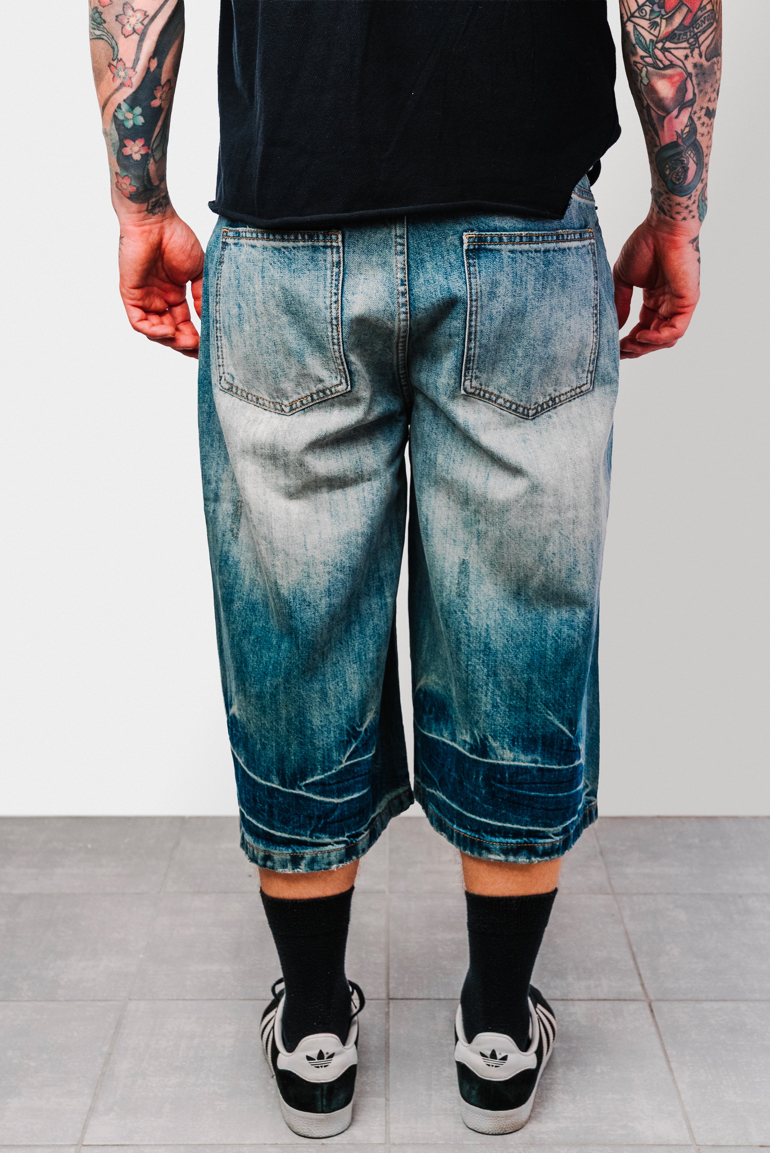LOVE WASHED DENIM JORTS- Shoebuya Design