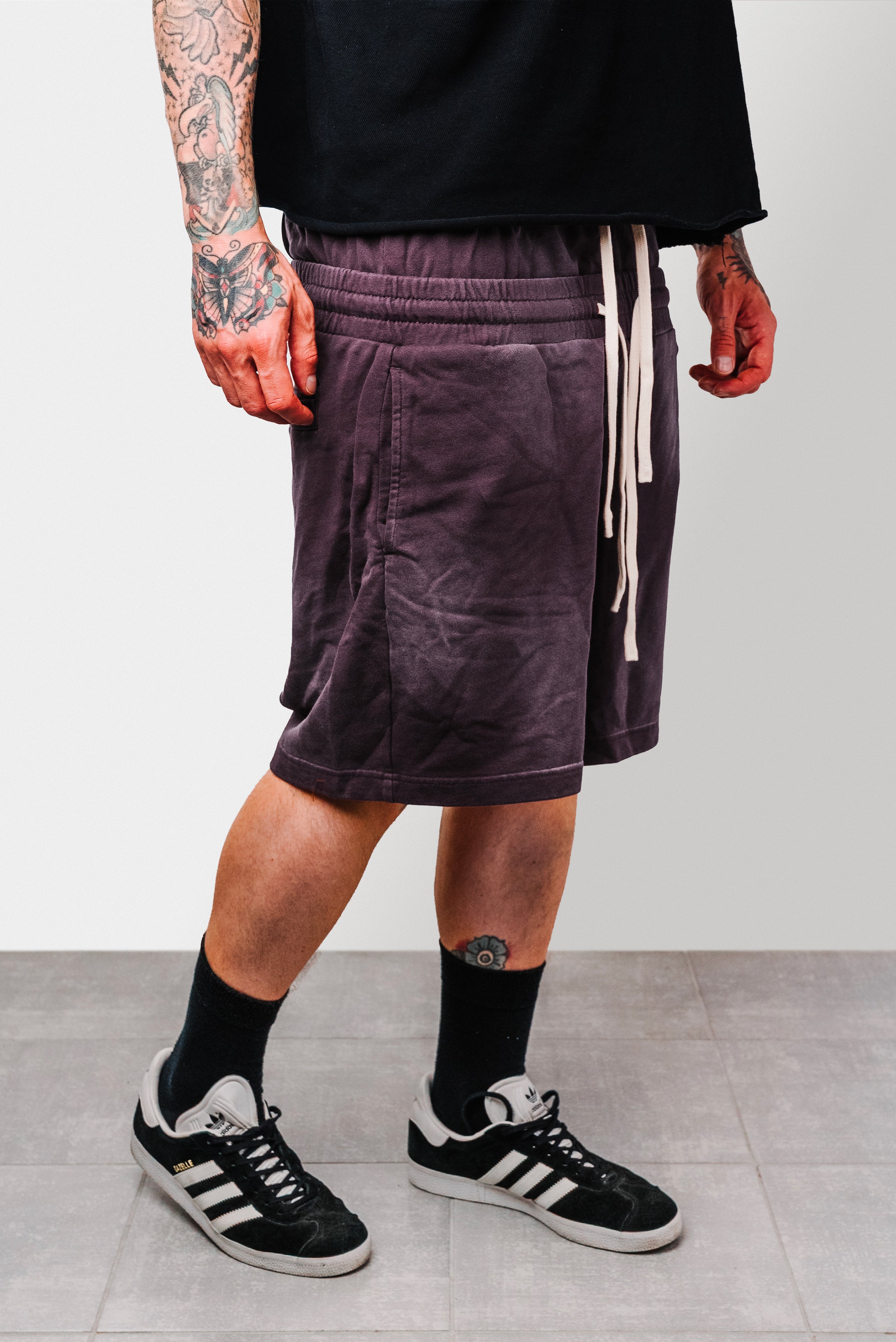 DOUBLE PURPLE WASHED SHORTS - Shoebuya Design