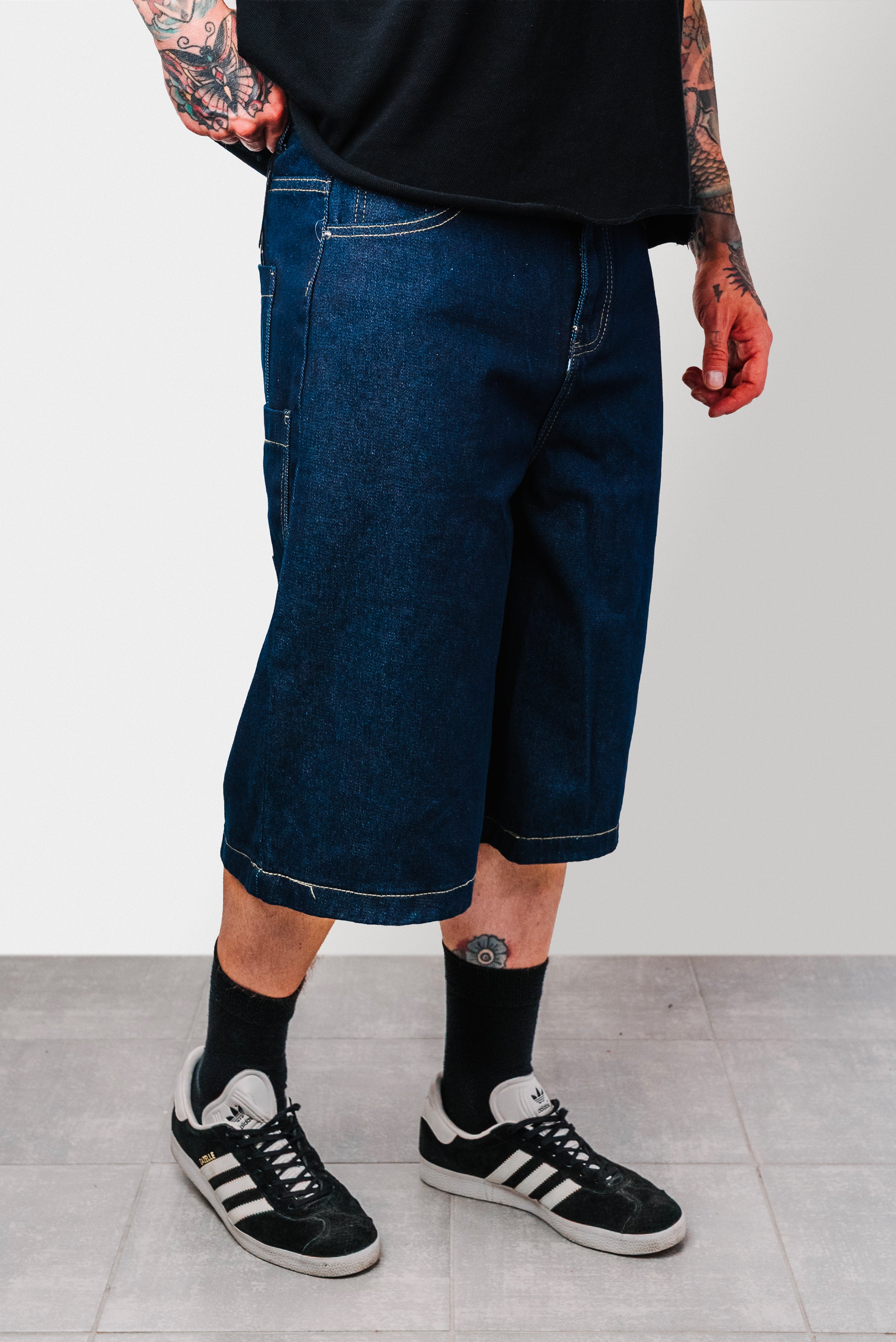 MULTI POCKET RAW DENIM JORTS - Shoebuya Design