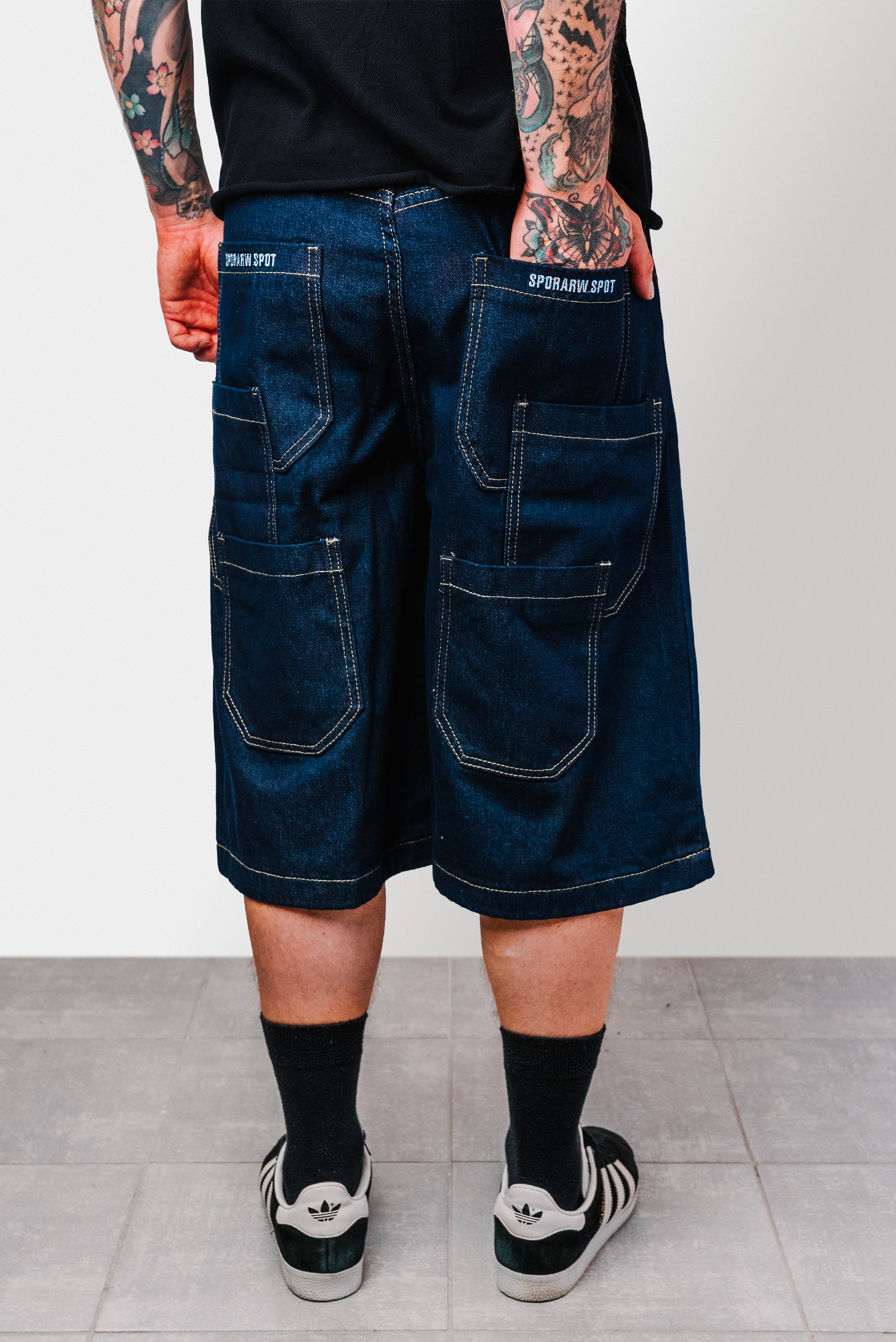 MULTI POCKET RAW DENIM JORTS - Shoebuya Design