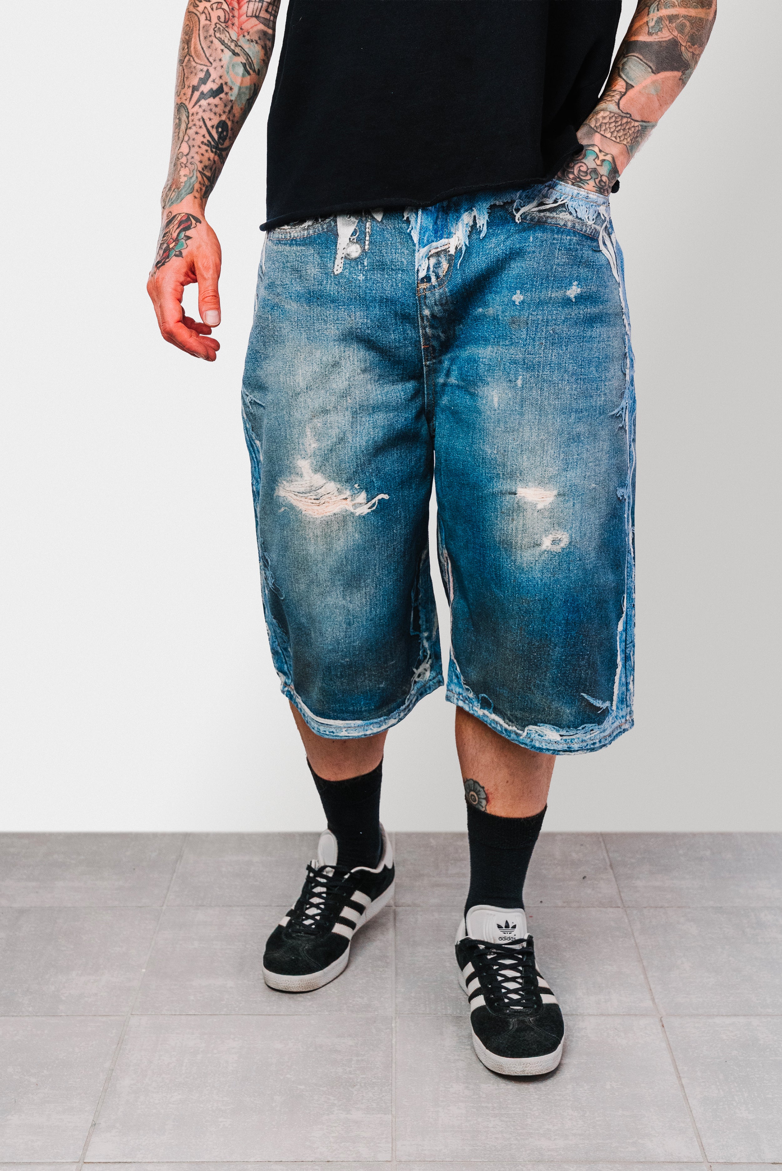 STUDIOS LIGHT BLUE DENIM JORTS - Shoebuya Design
