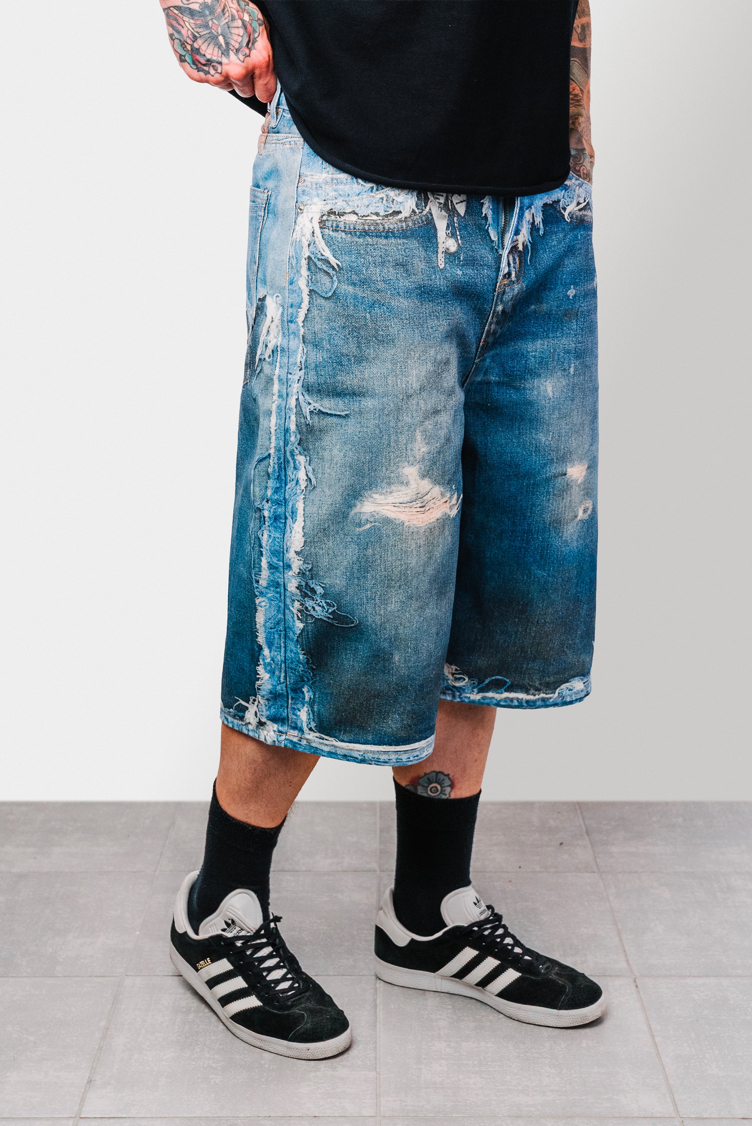 STUDIOS LIGHT BLUE DENIM JORTS - Shoebuya Design