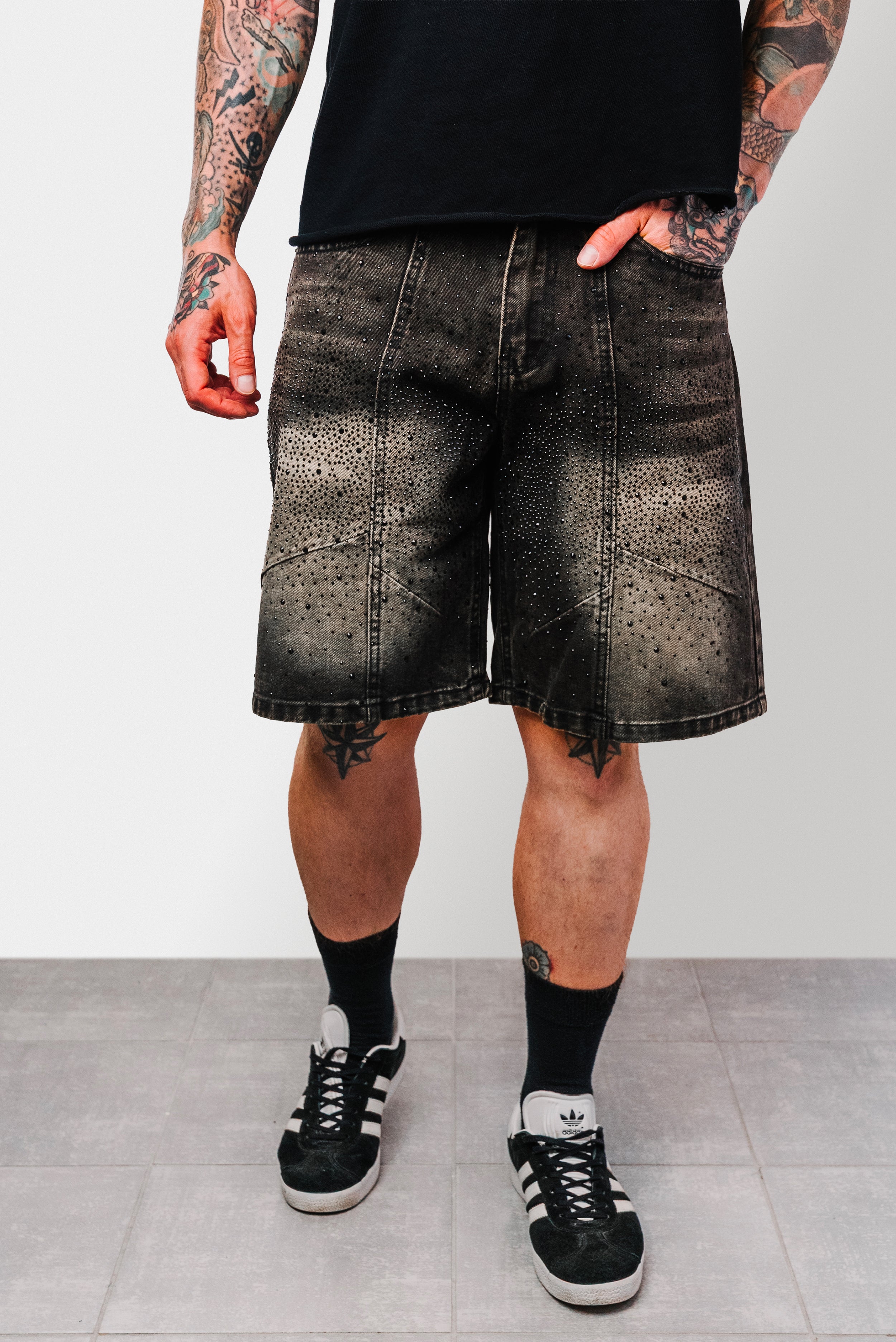 DEEP BROWN DENIM JORTS - Replacement Brand