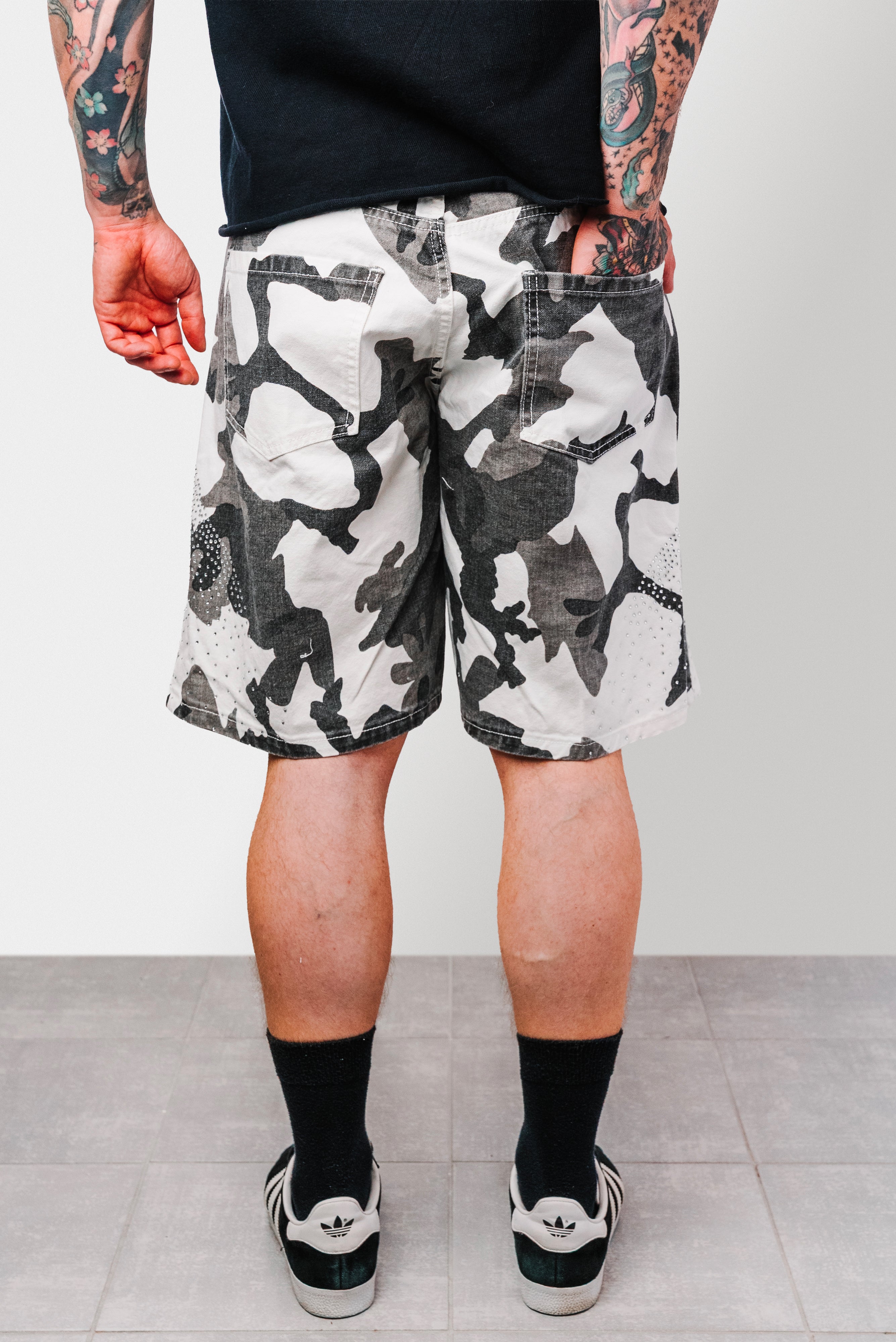 CAMO BLACK GLITTER SHORTS  - Replacement Brand