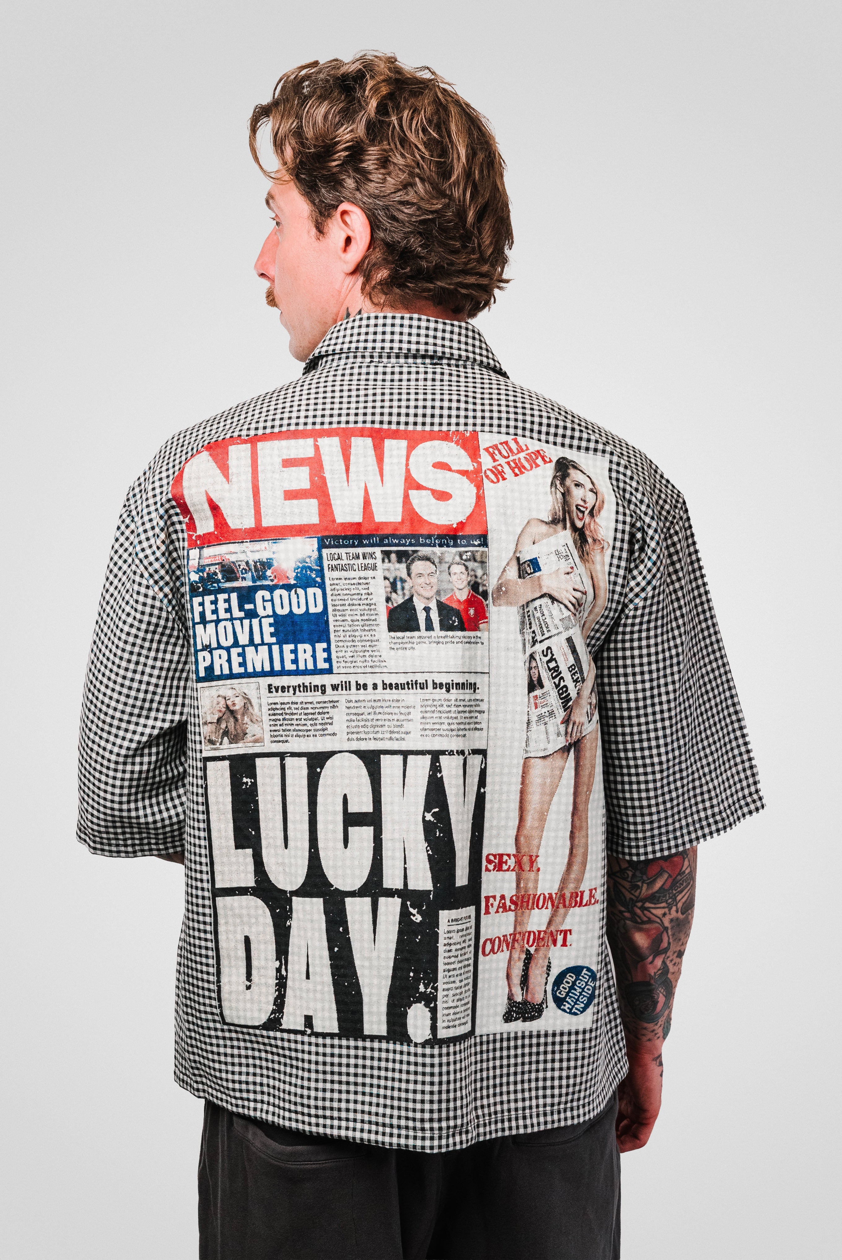 NEWSPAPER WHITE & BLACK SHIRT - Replacement Brand