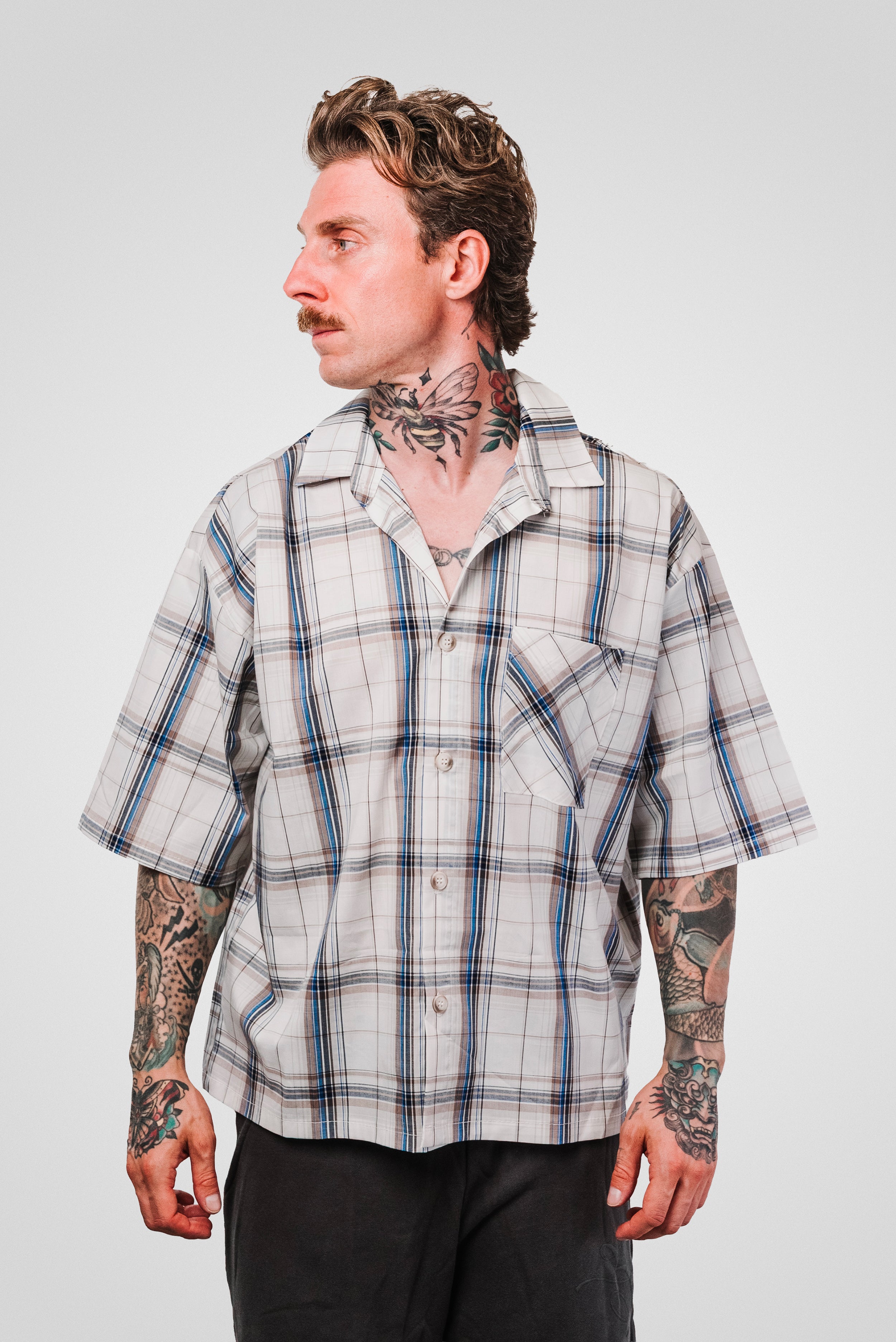 DAD CHECKERED BLUE & LIGHT BROWN SHIRT - Replacement Brand