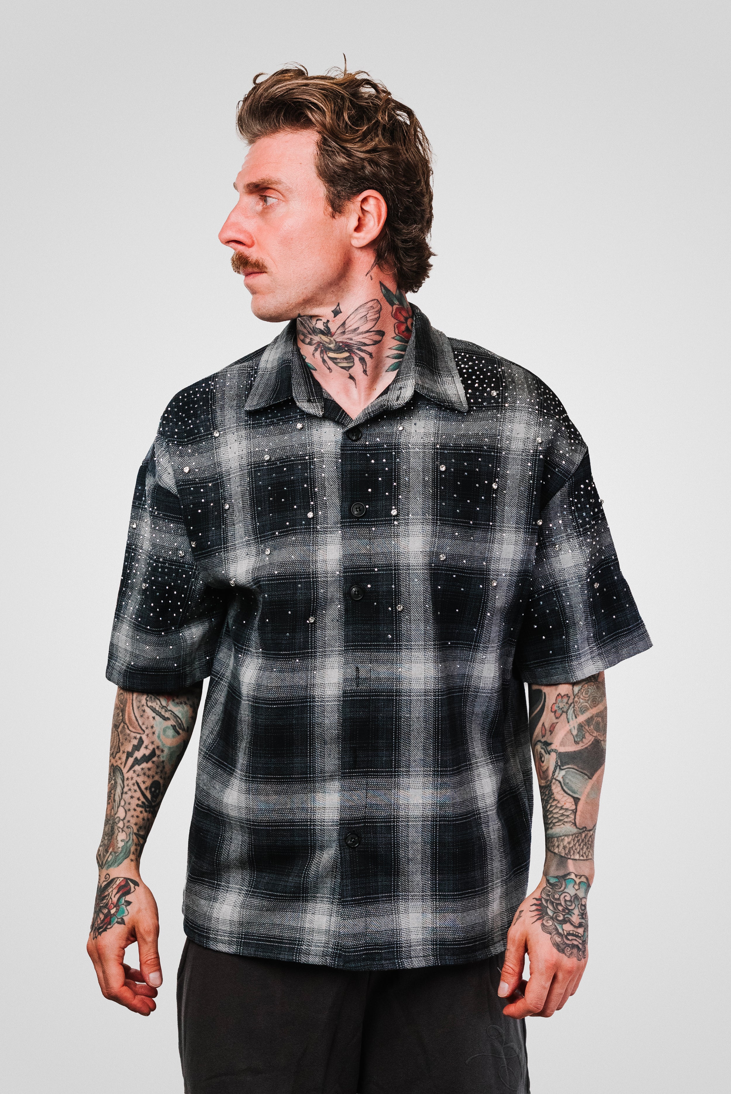 SPARCKLY STRIPED SHORT BLACK SHIRT - Replacement Brand