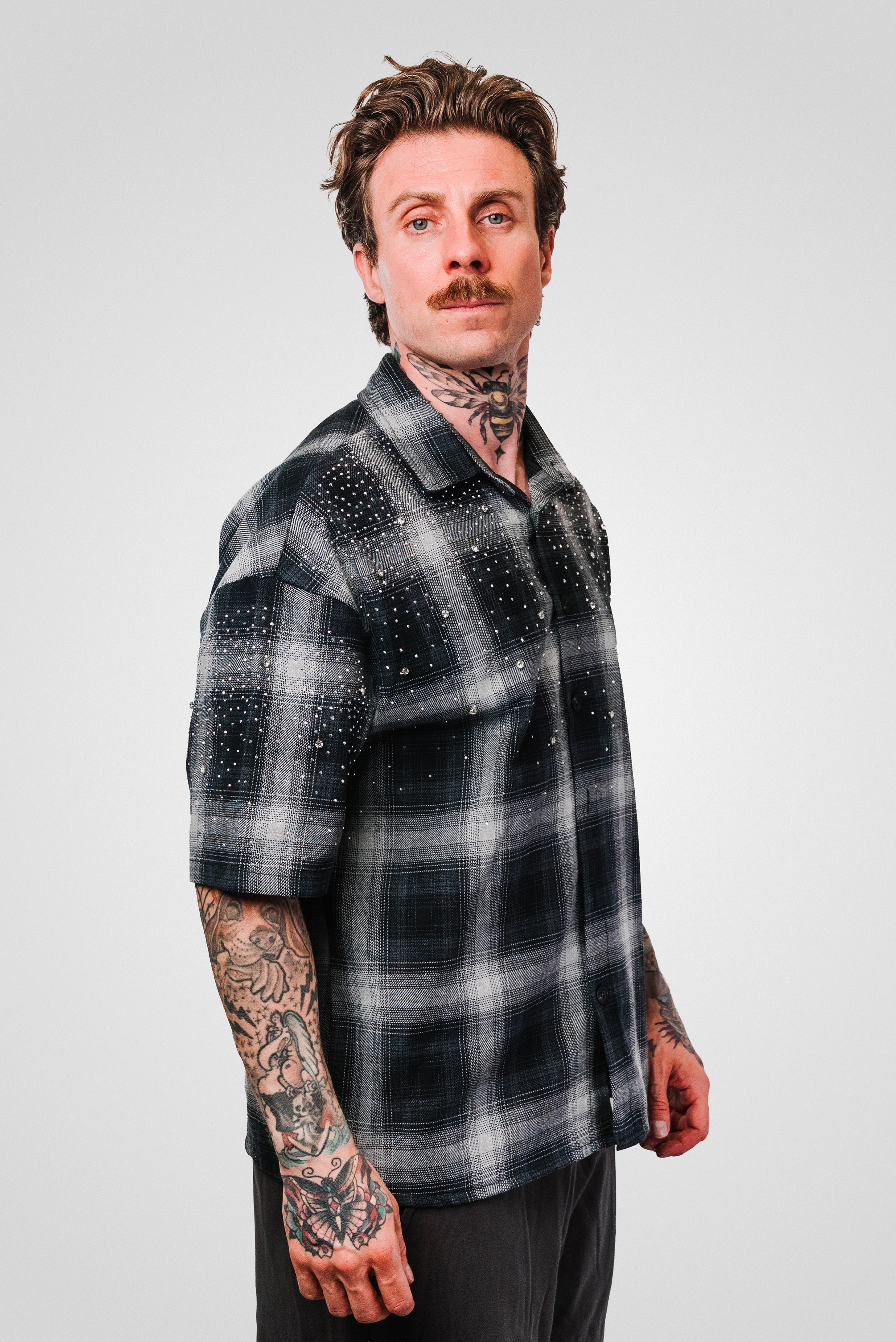 SPARCKLY STRIPED SHORT BLACK SHIRT - Replacement Brand