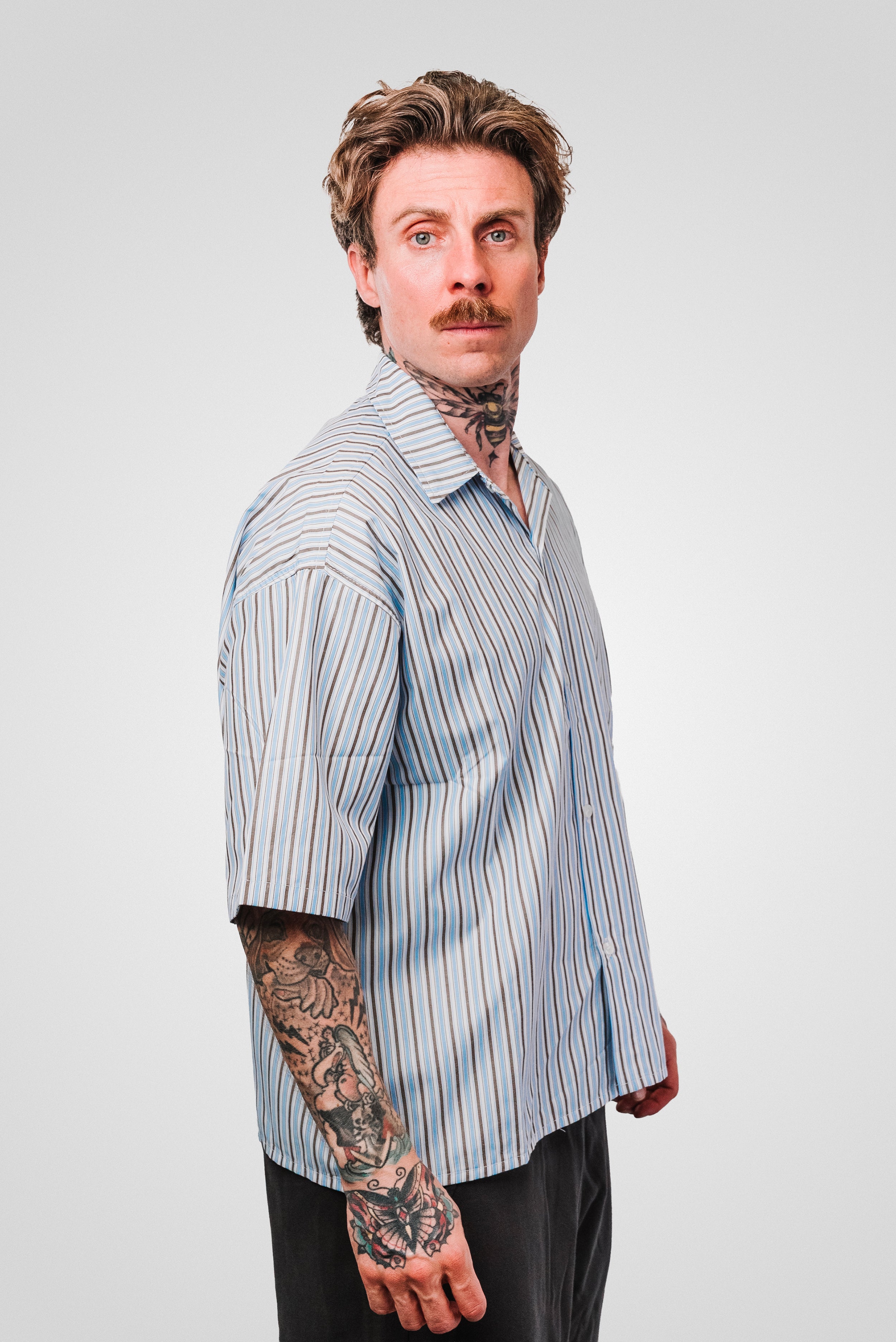 BASIC LINE BLUE & LIGHT BROWN SHIRT - Replacement Brand