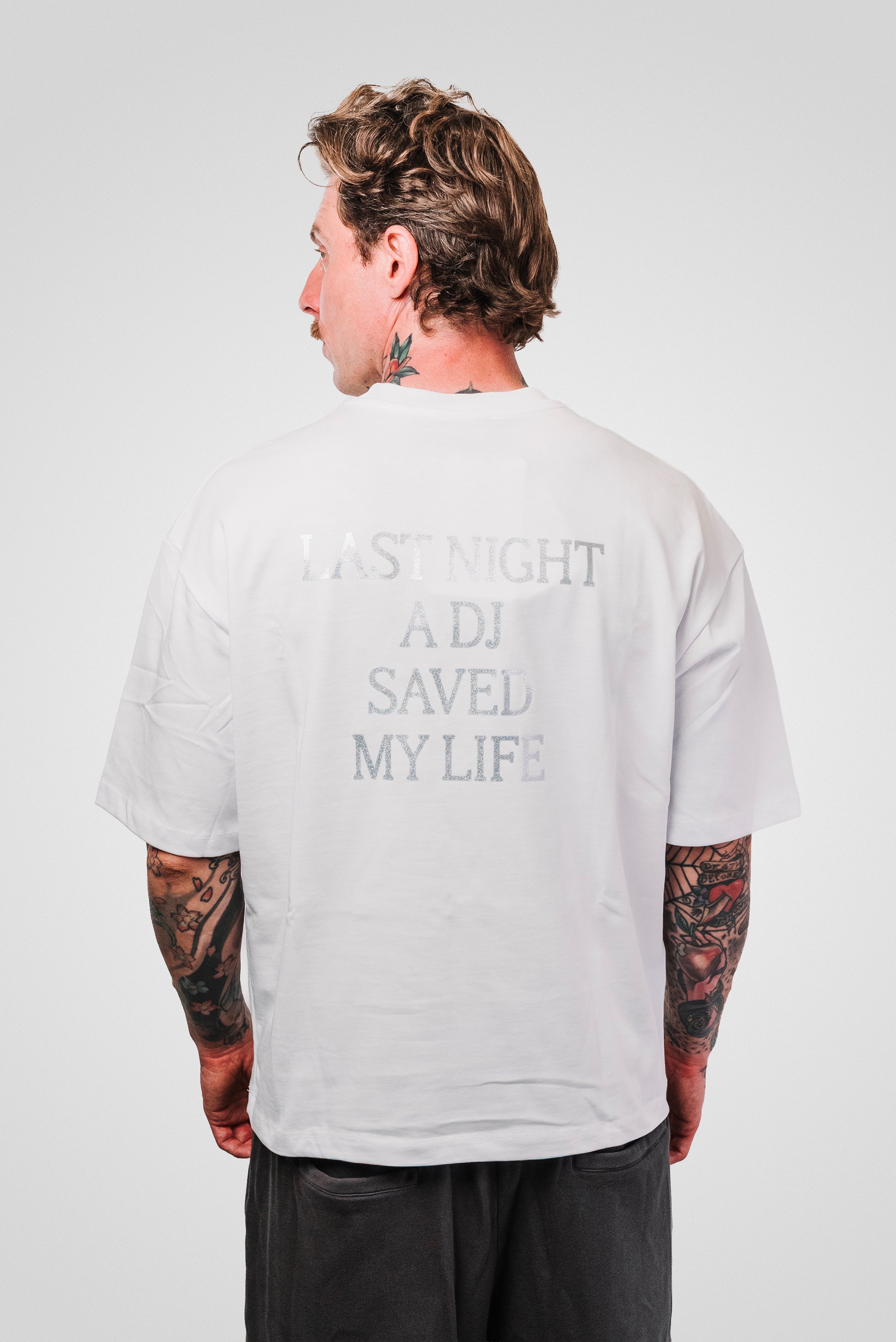 LAST NIGHT DJ WHITE BOXY TEE - Replacement Brand