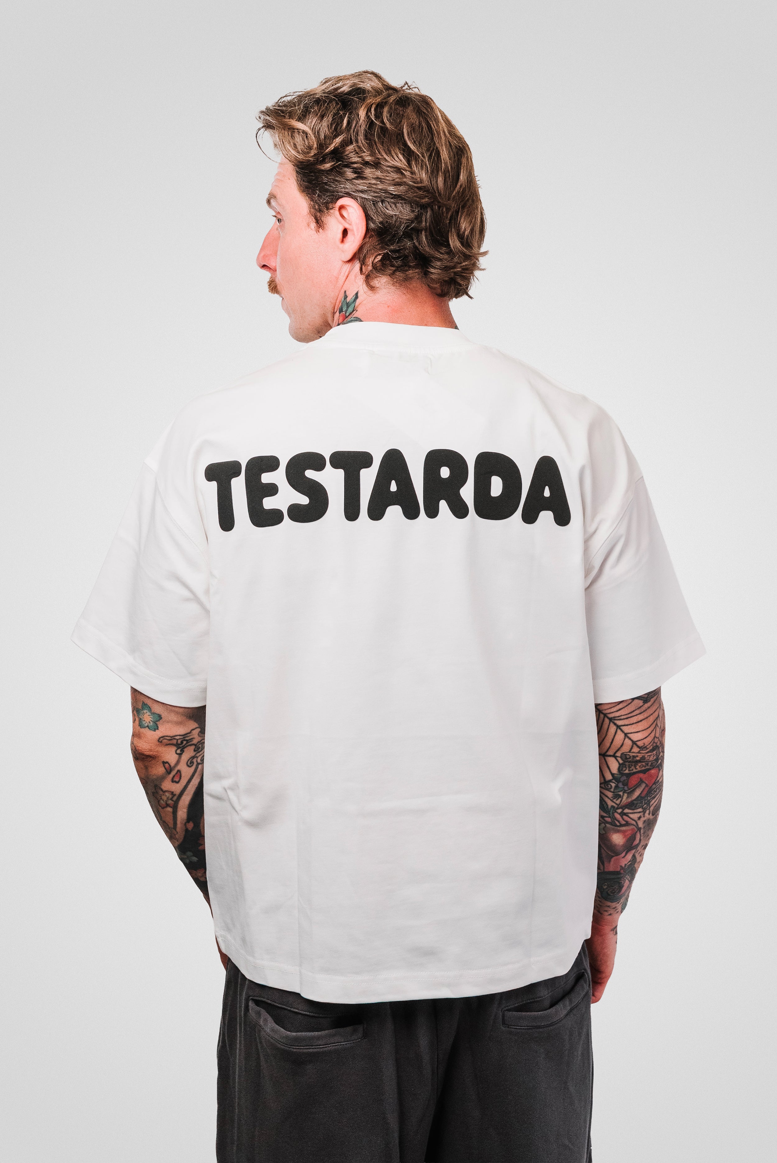 TESTARDA BOXY WHITE TEE - Shoebuya Design
