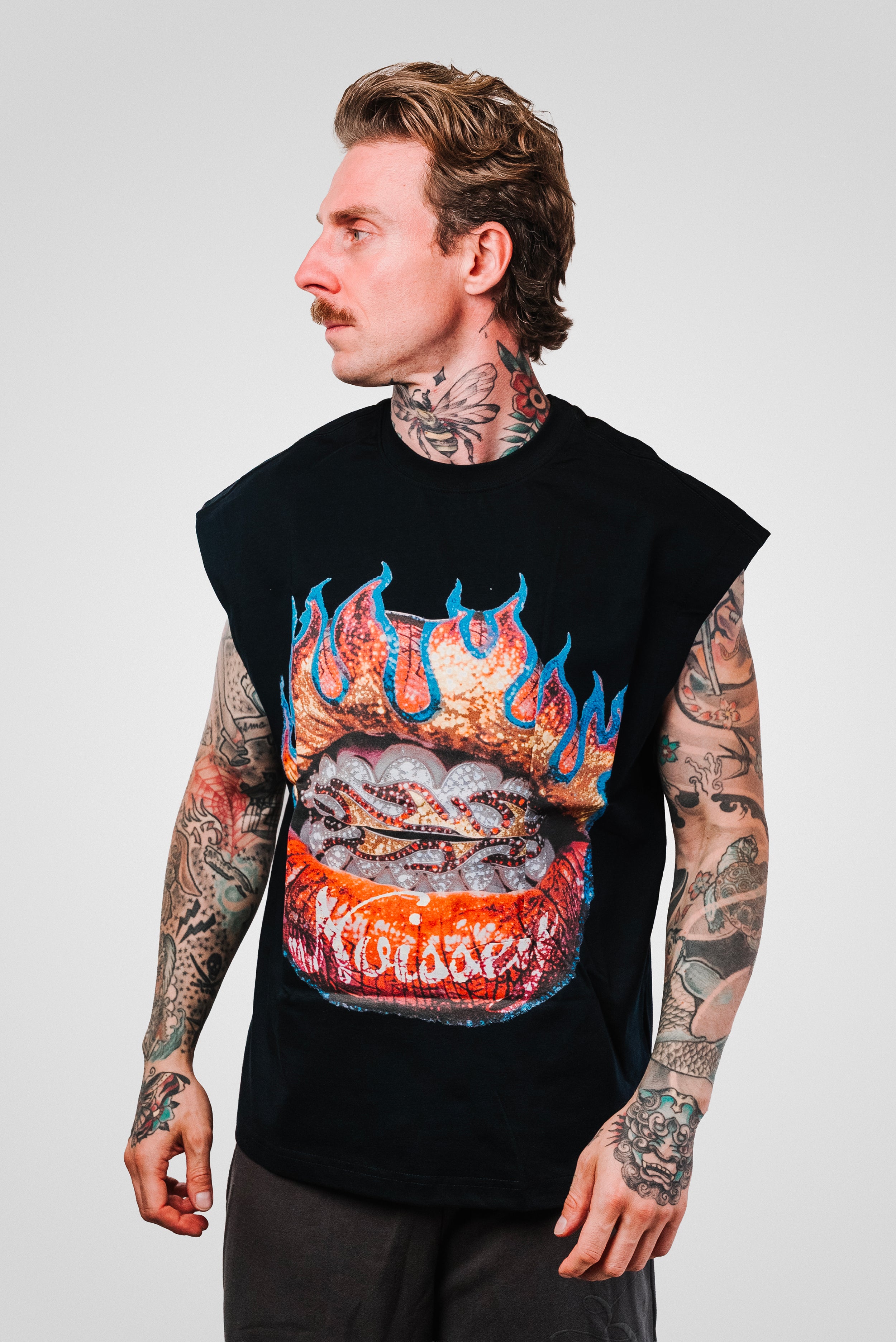 FIRE MOUTH BLACK TANK TOP - Noissey Brand