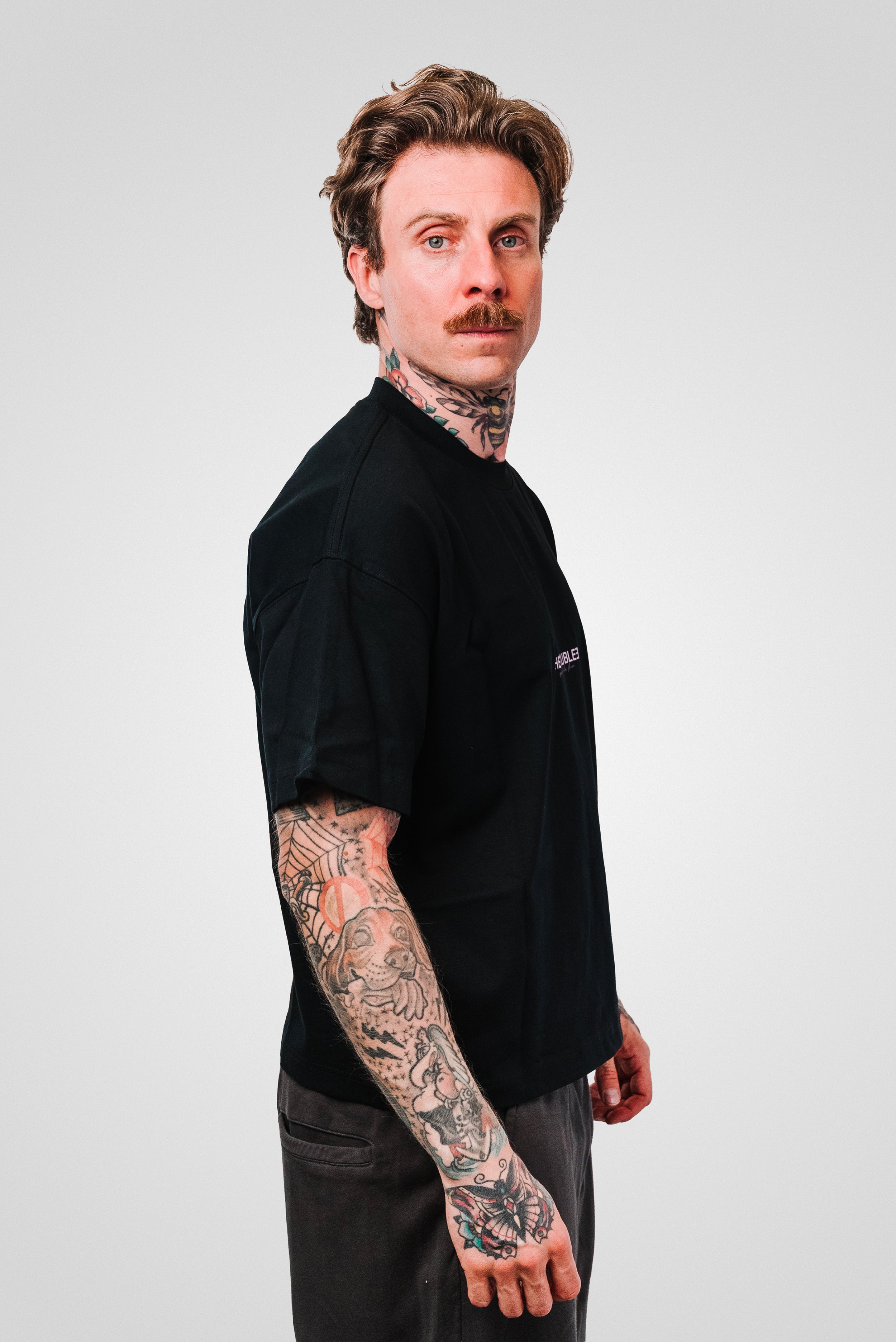 LUCKY STAR BLACK BOXY TEE- TheDoubleE