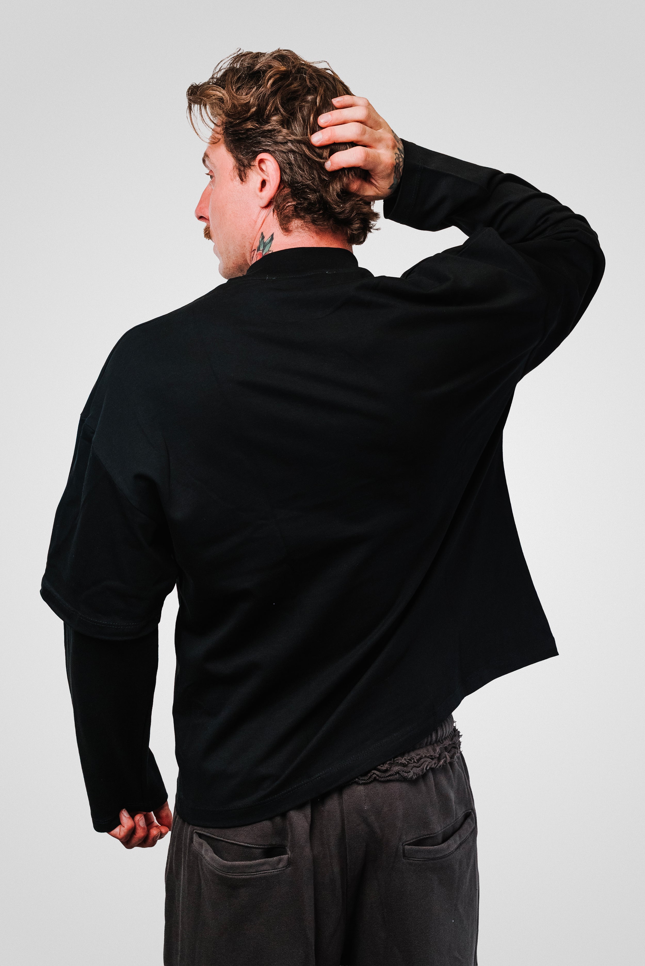 23 FLAME DOUBLE LONGSLEEVE TEE BLACK - Replacement Brand