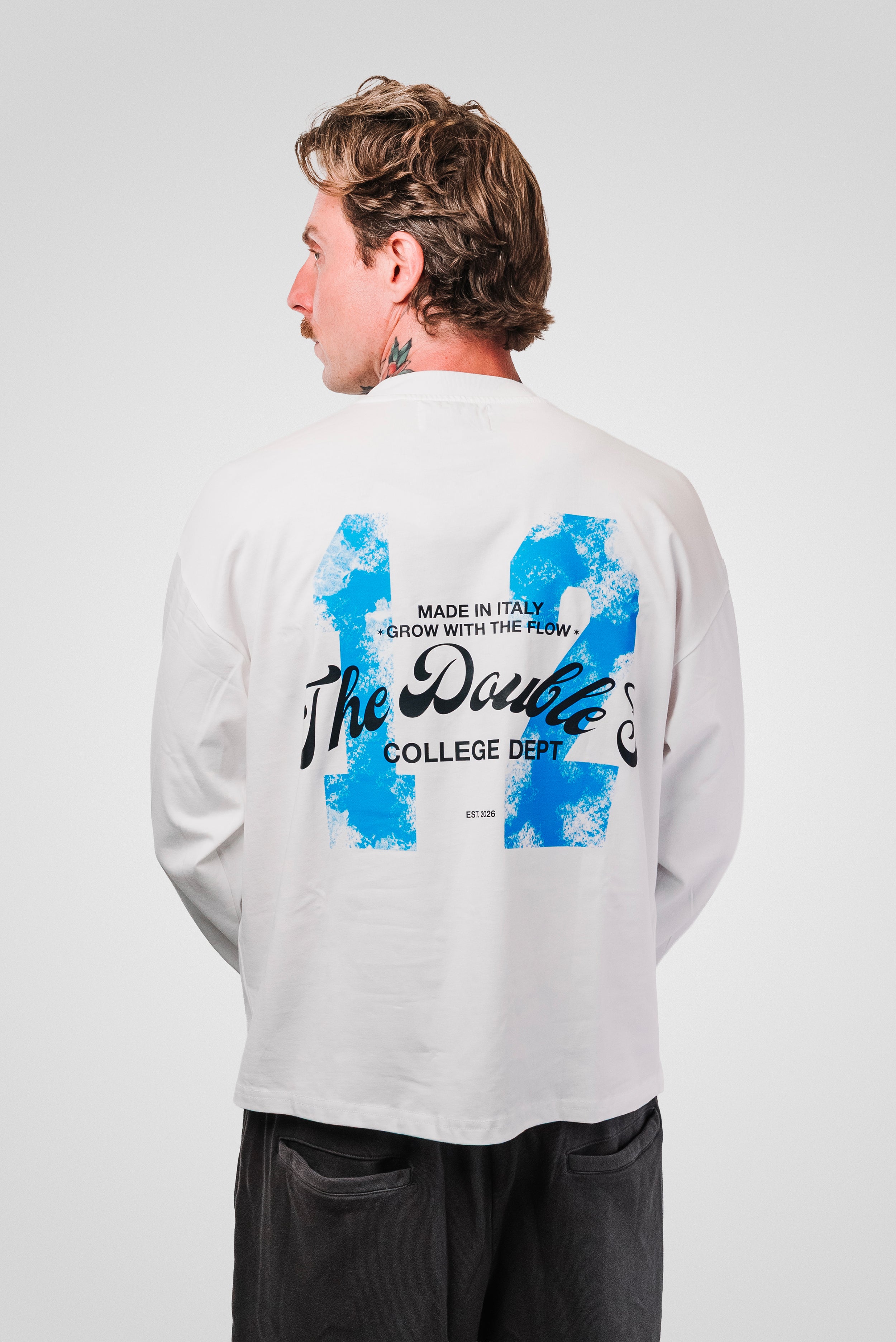 COLLEGE DEPT WHITE BOXY LONGSLEEVE - TheDoubleE
