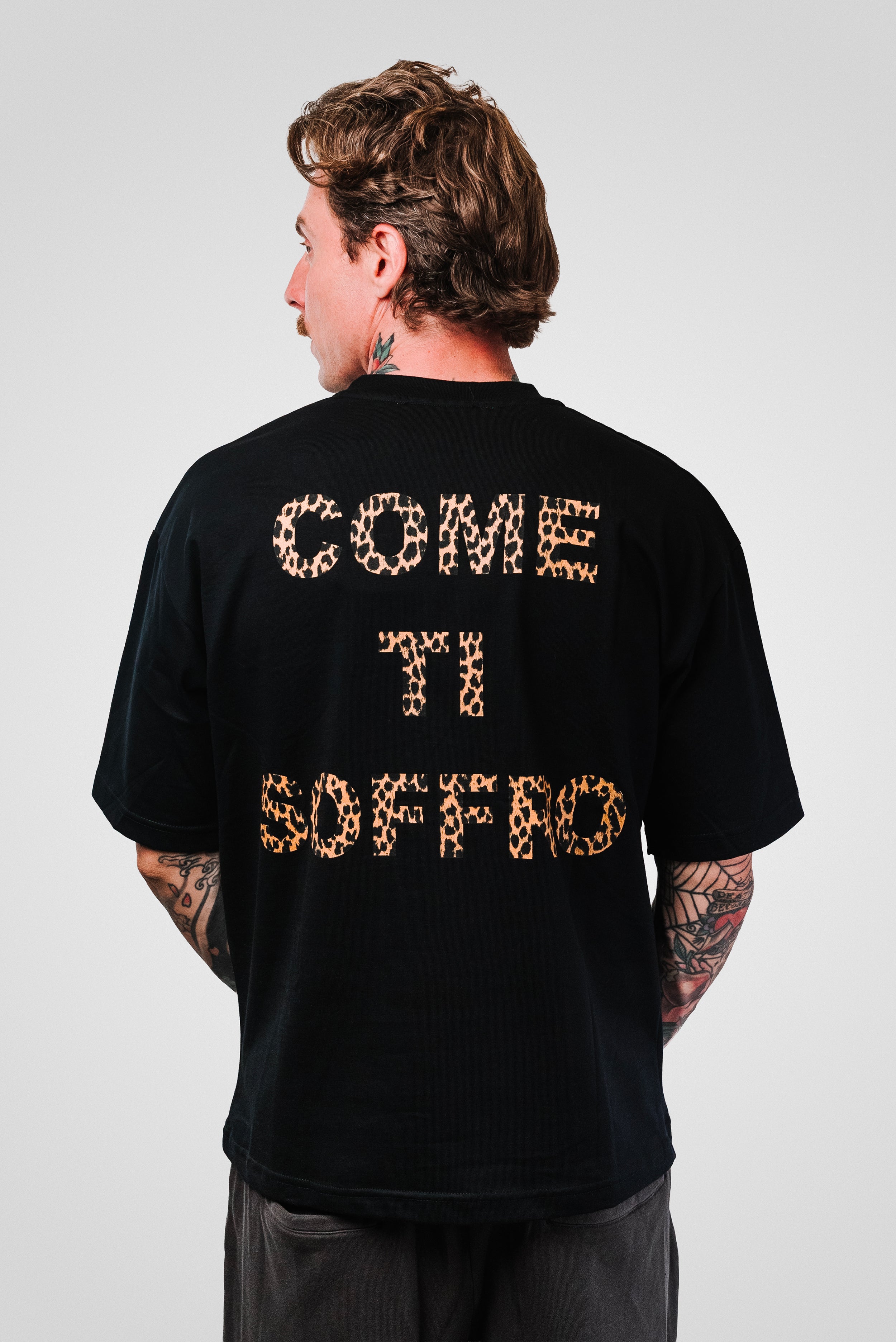 COME TI SOFFRO LEOPARD TEE BLACK - Replacement Brand