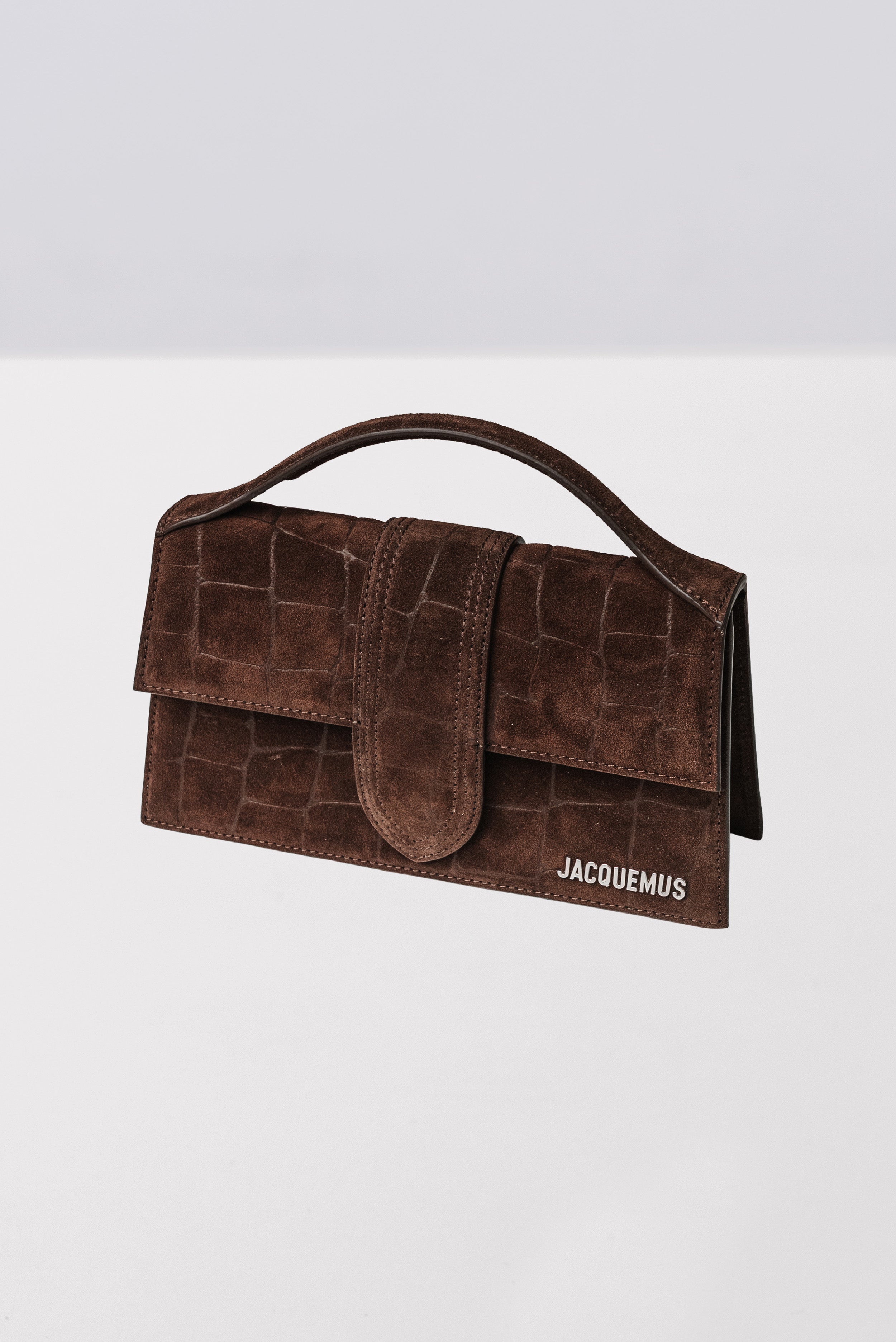 JACQUEMUS LE GRAND BAMBINO CROSSBODY CROC-SUEDE BROWN