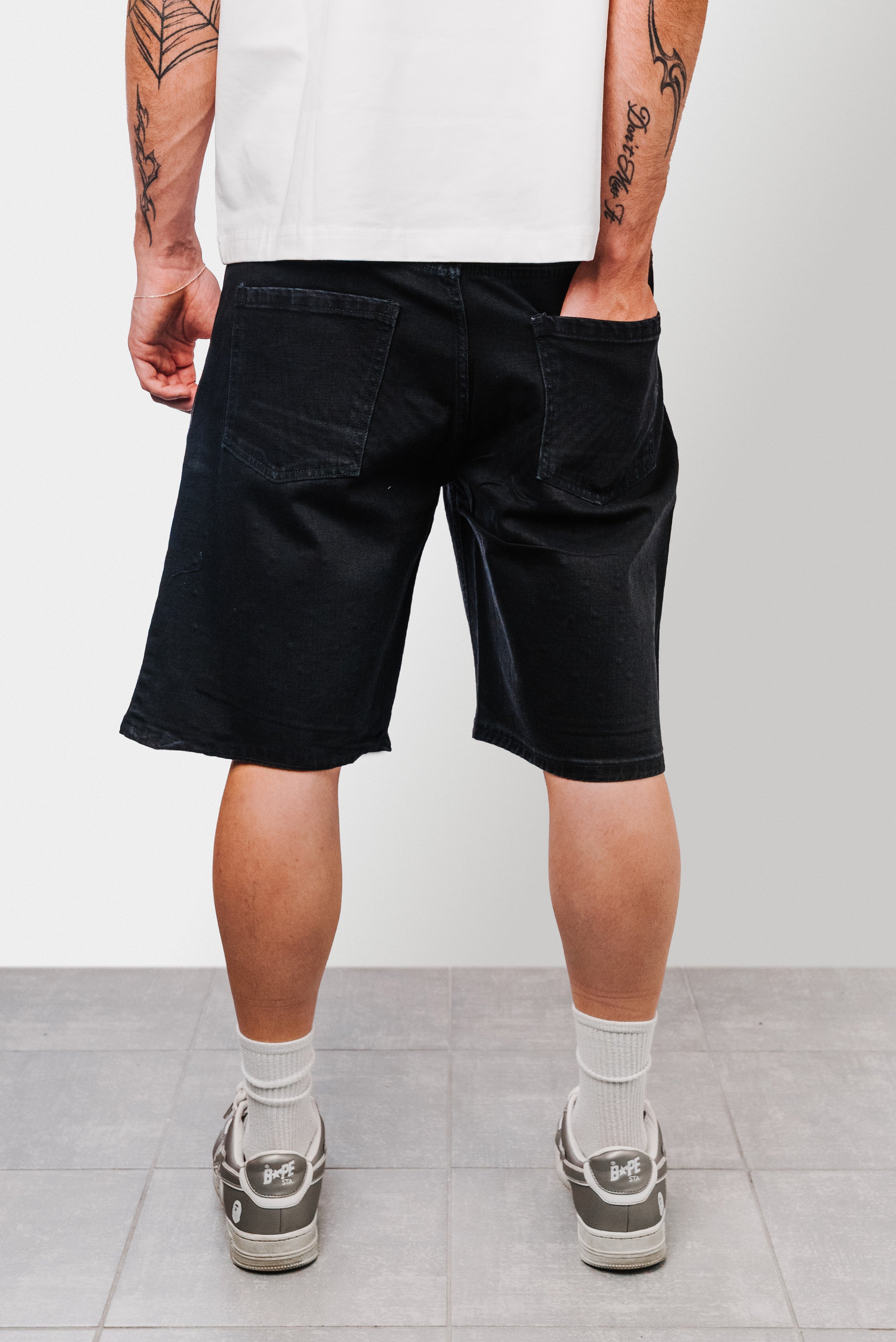 DIAMANDANIT WATERFALL DENIM BLACK SHORTS  - Replacement Brand