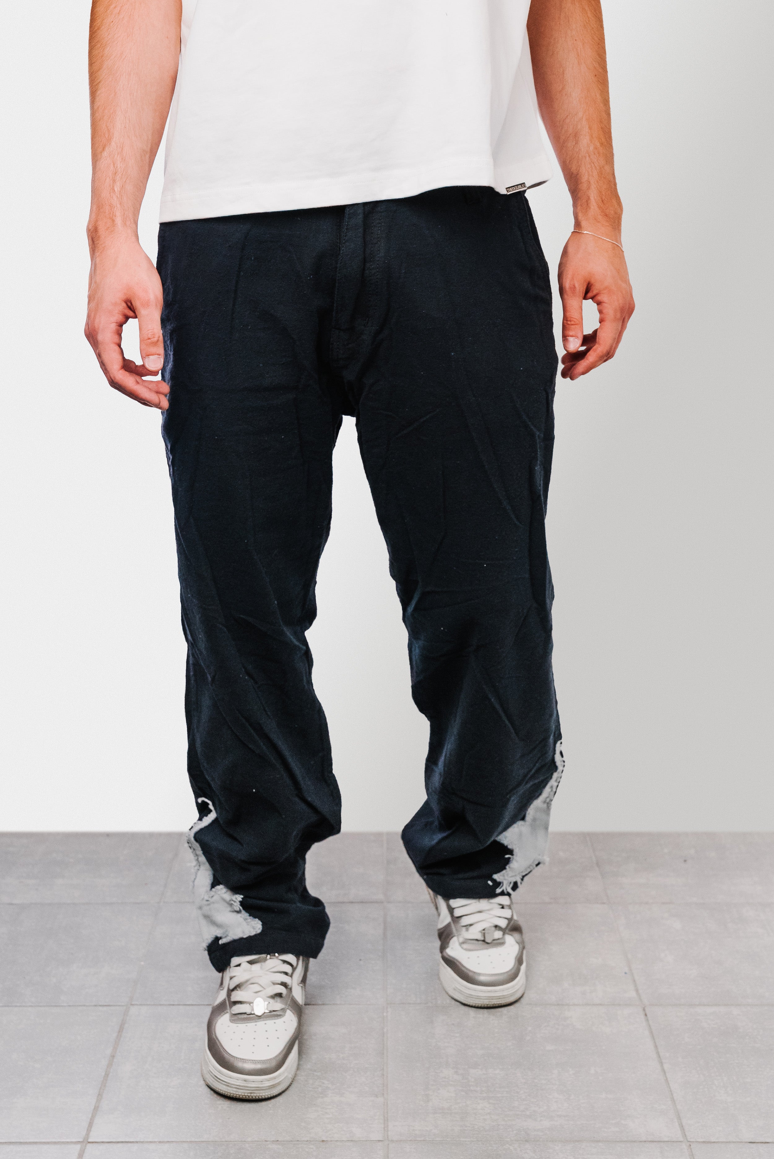 LINEN BASIC BLACK PANTS - ALESSIO GIFFI