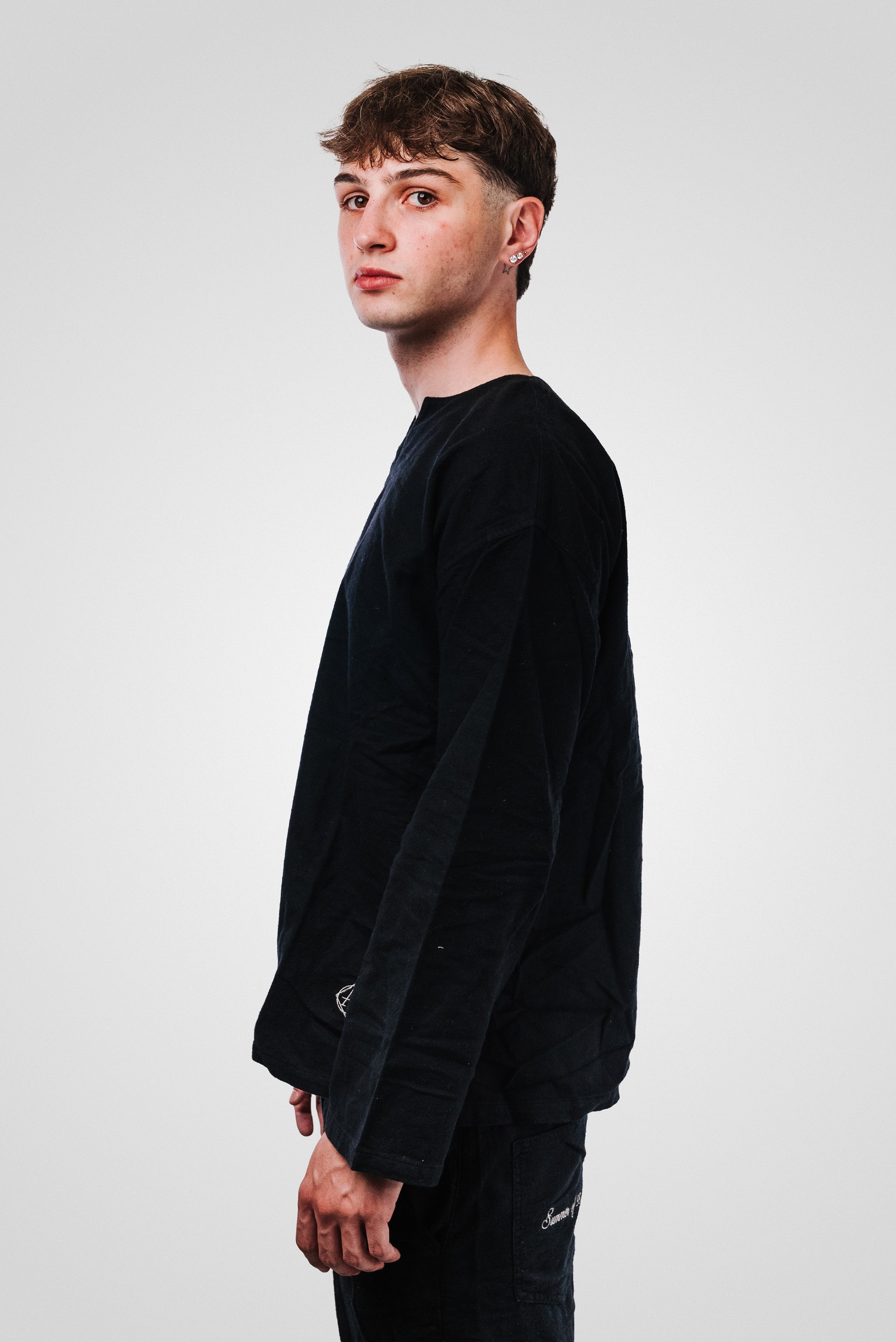 LINEN BASIC BLACK LONGSLEEVE - ALESSIO GIFFI