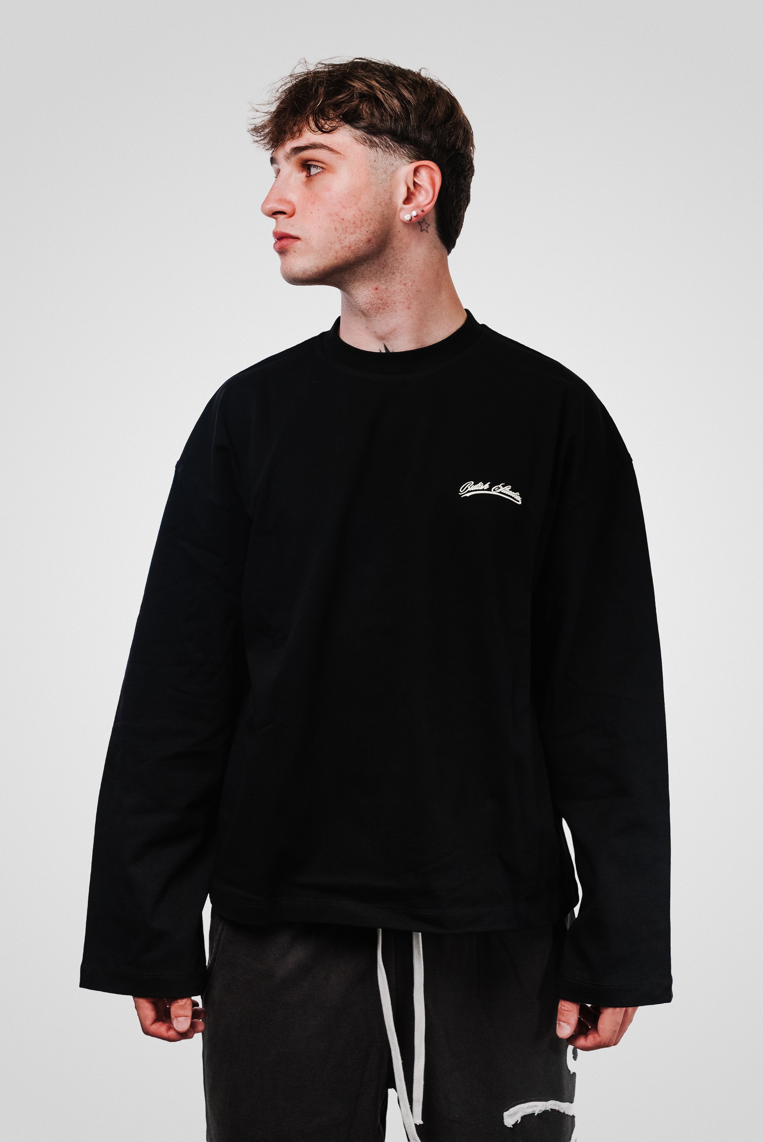 THREESOME LONGSLEEVE BLACK TEE - Butish Brand