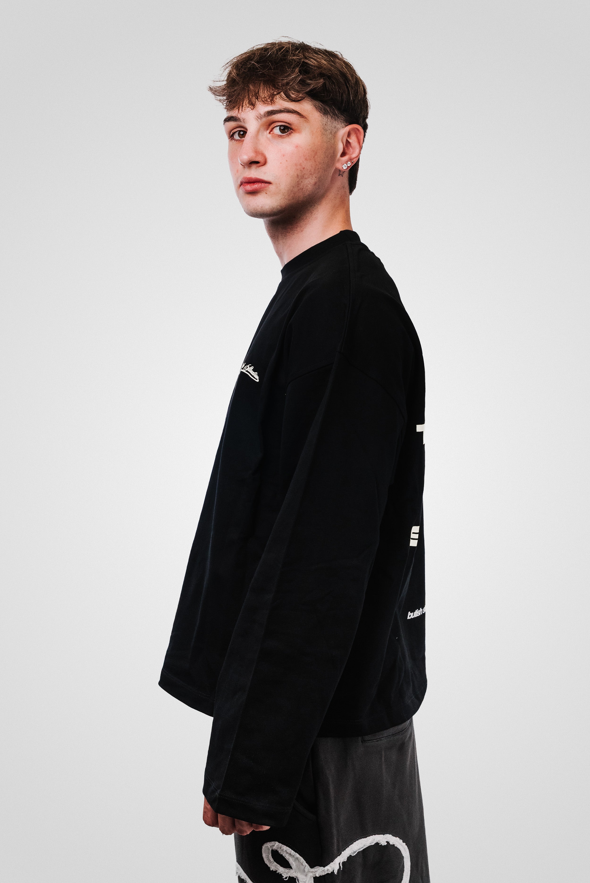 THREESOME LONGSLEEVE BLACK TEE - Butish Brand