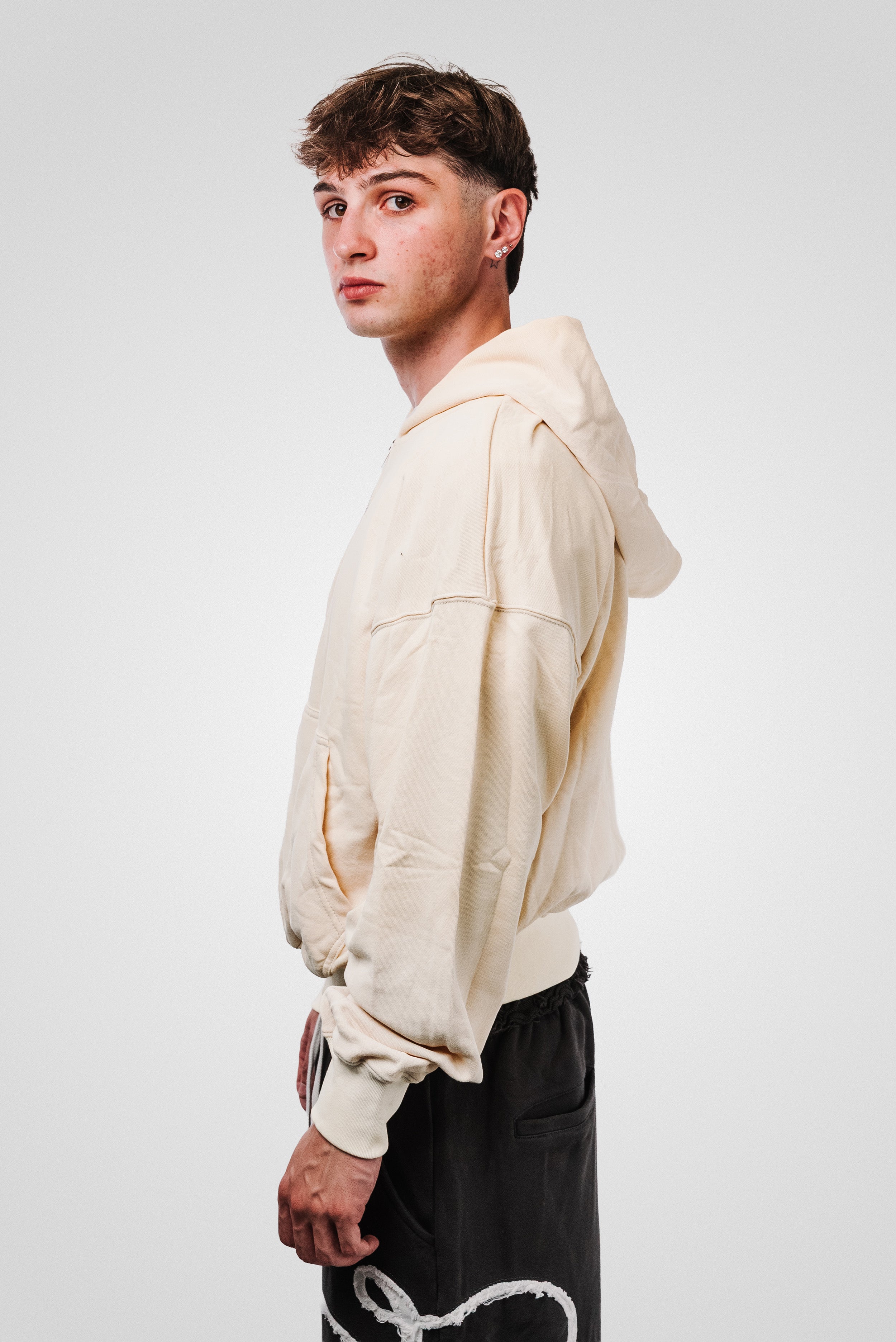 WASHED YELLOW BASIC ZIP HOODIE - ALESSIO GIFFI