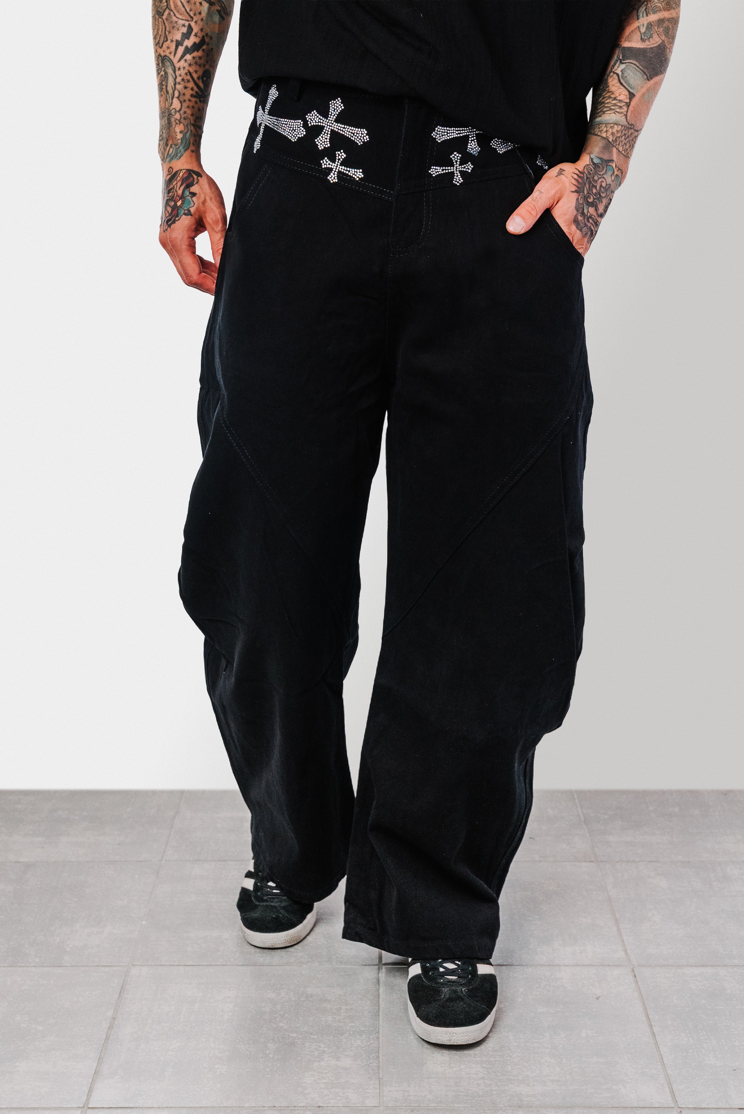 CROSS GLITTER BALLOON PANTS - Shoebuya Design