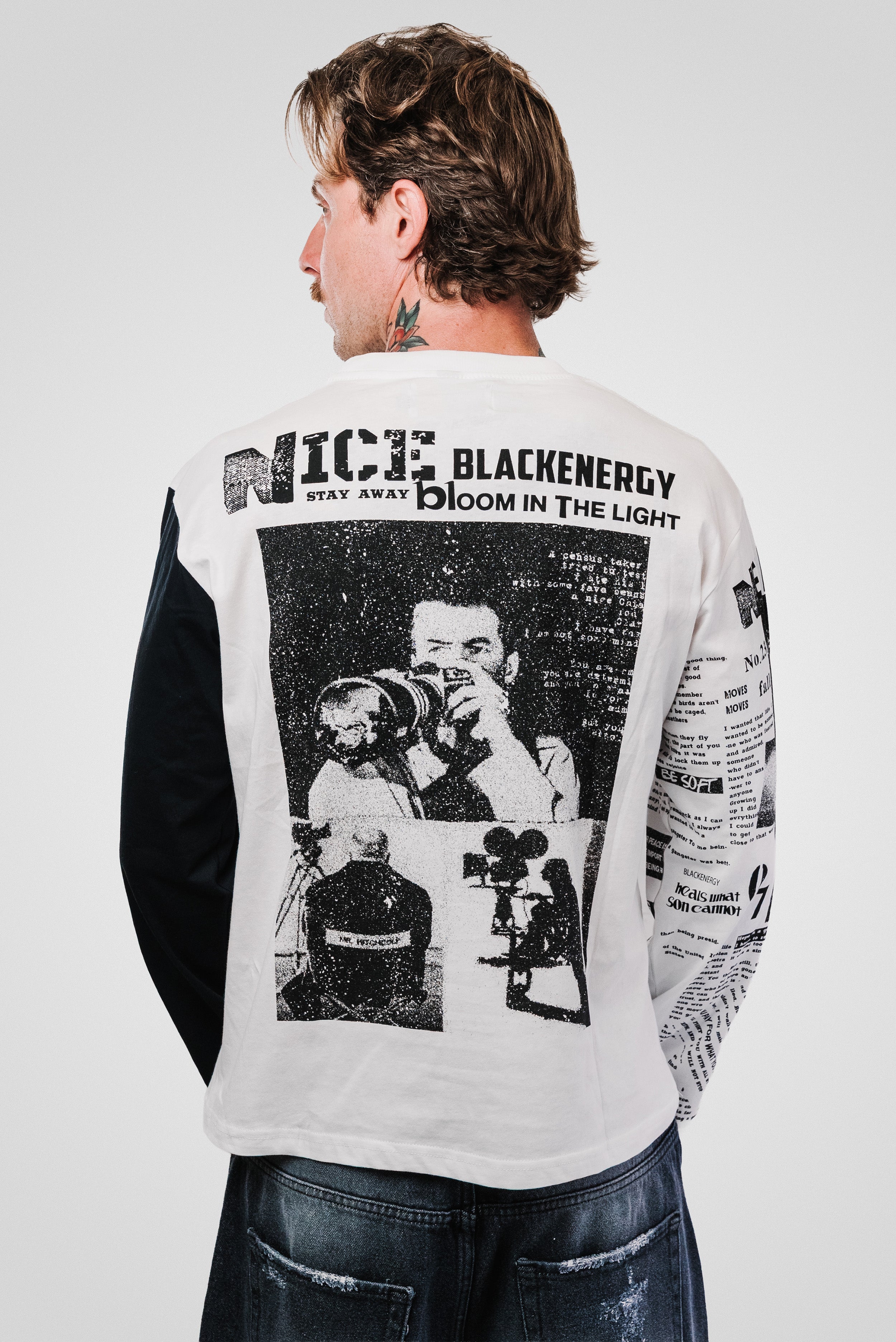 BURN BRIGHT SLEEVE BLACK LONGSLEEVE WHITE - Shoebuya Design