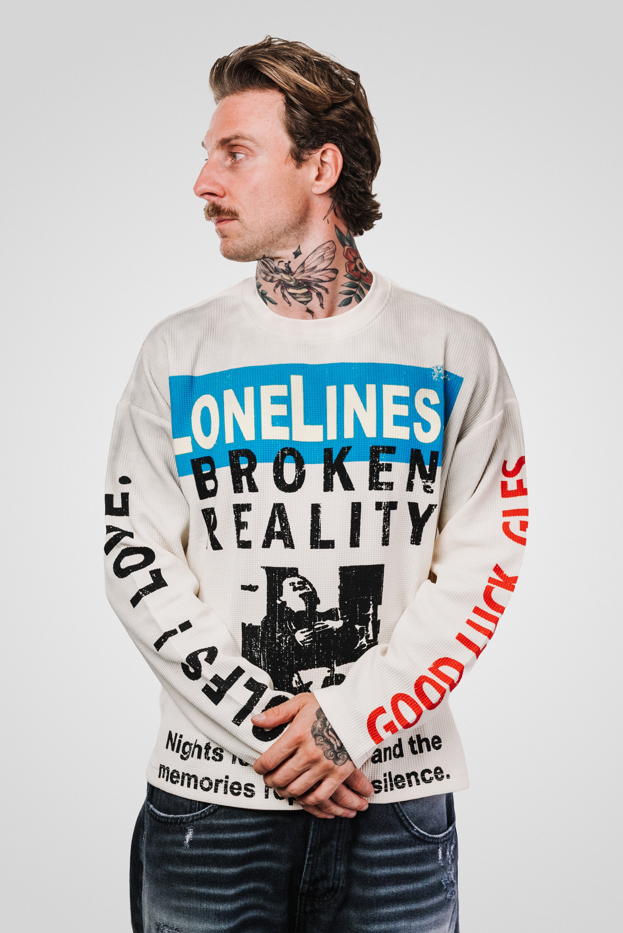 LONGLINES WAFFLE LONGSLEEVE CREAM - Shoebuya Design